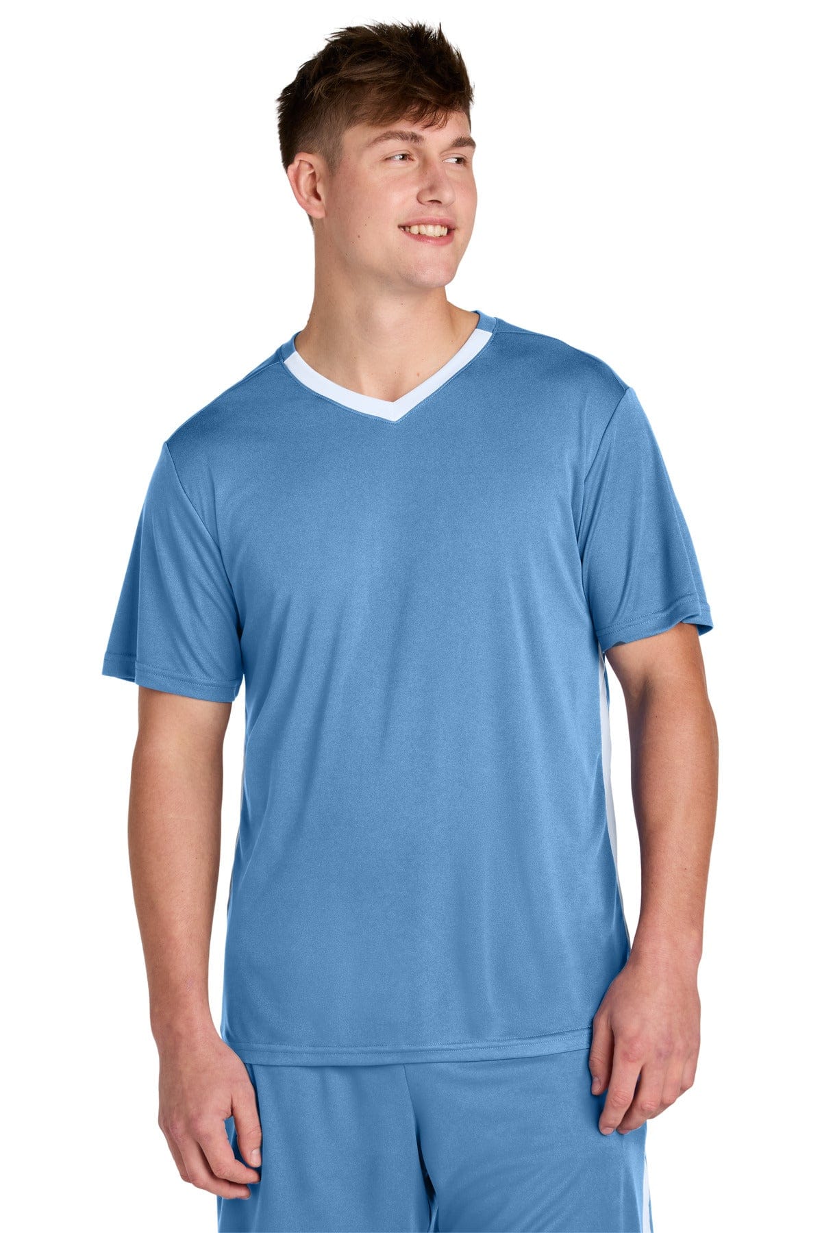 Sport-Tek ® Competitor ™ United V-Neck ST101 in Carolina Blue/ White