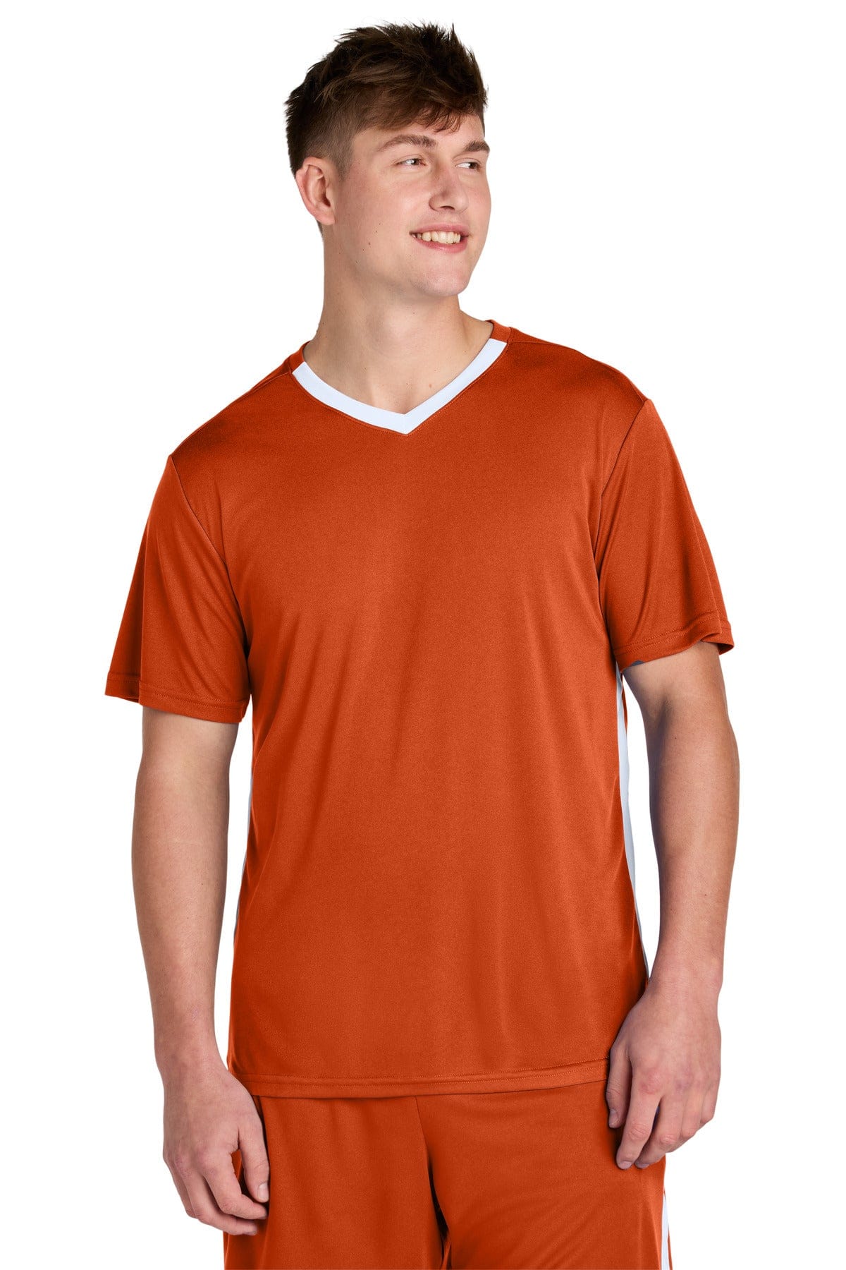 Sport-Tek ® Competitor ™ United V-Neck ST101 in Deep Orange/ White