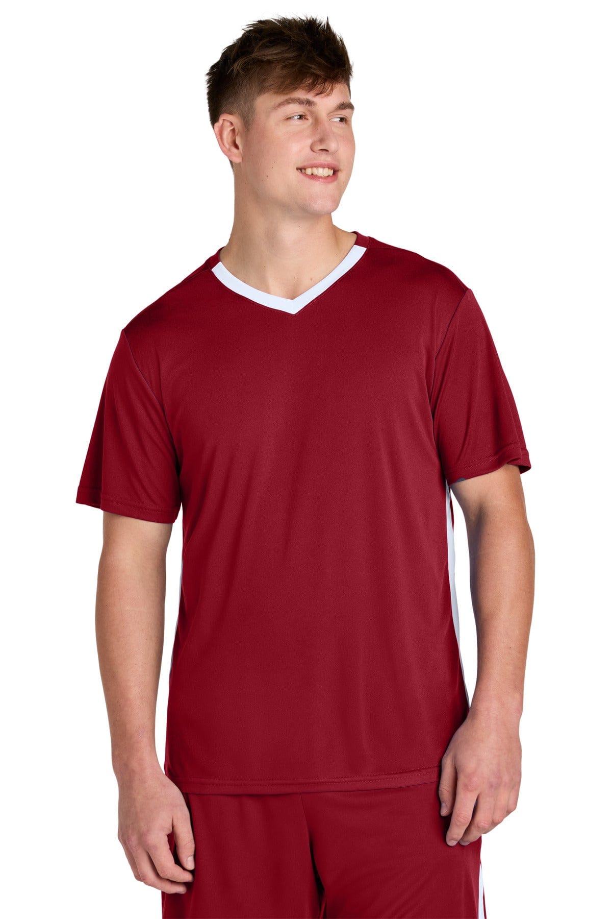 Sport-Tek ® Competitor ™ United V-Neck ST101 in Deep Red/ White