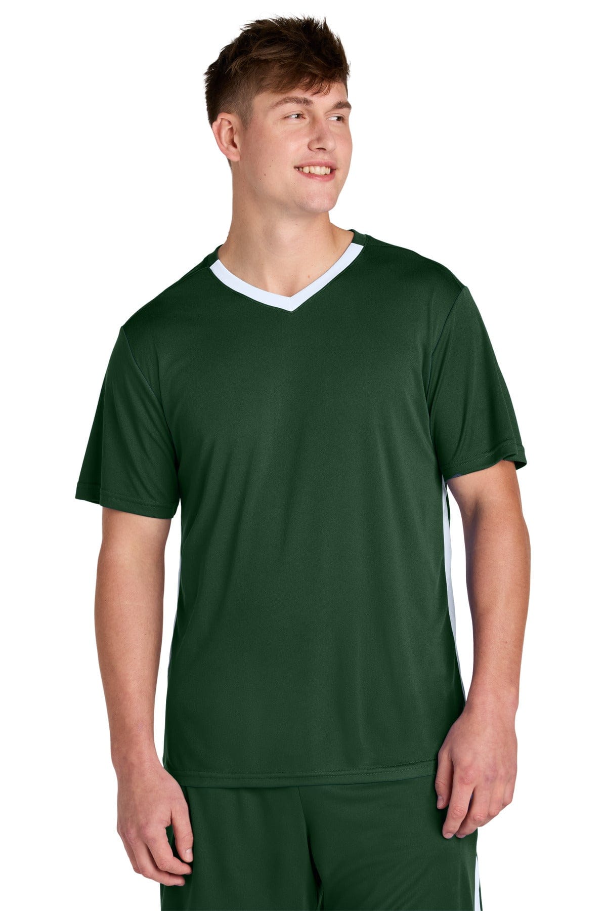 Sport-Tek ® Competitor ™ United V-Neck ST101 in Forest Green/ White