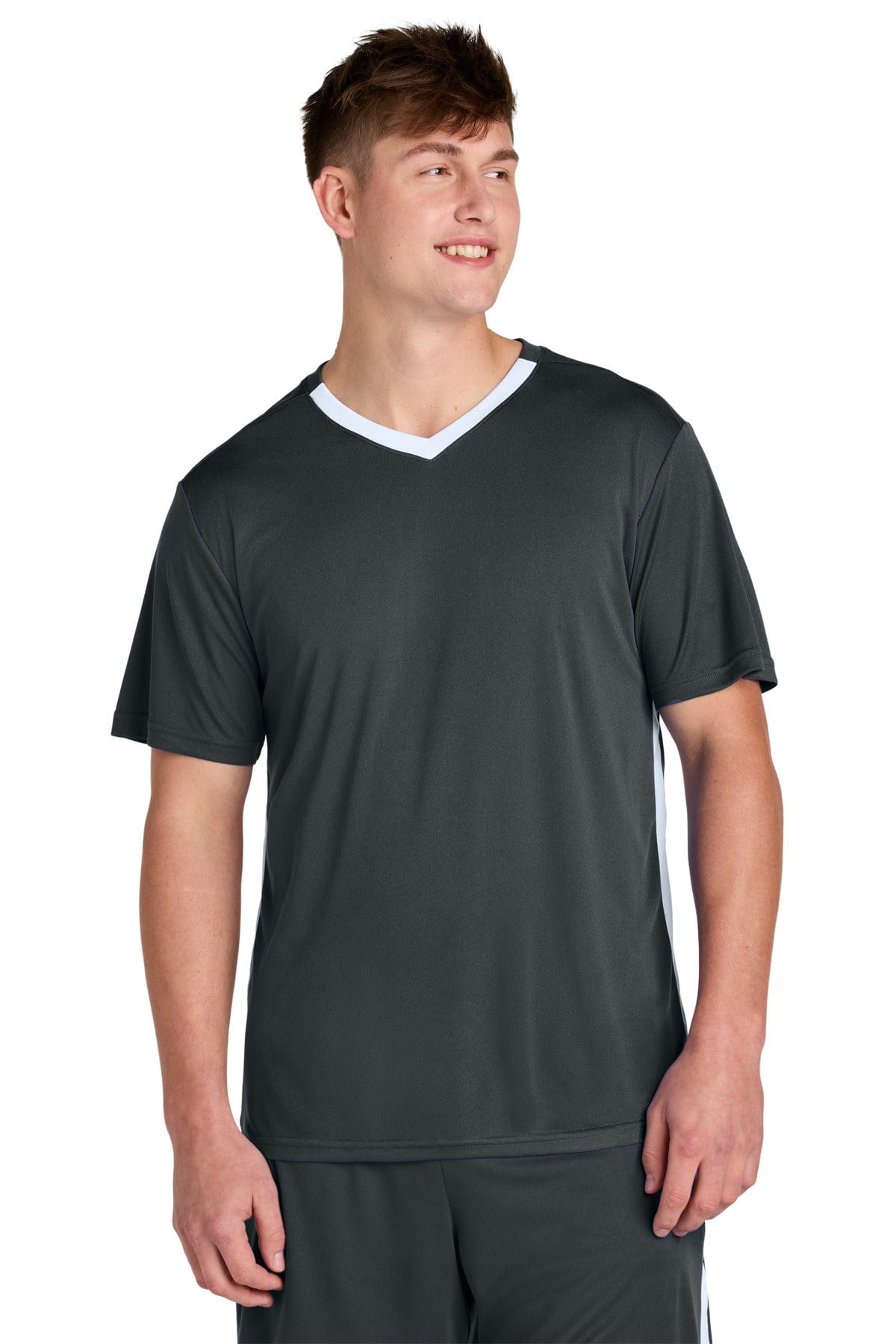Sport-Tek ® Competitor ™ United V-Neck ST101 in Iron Grey/ White