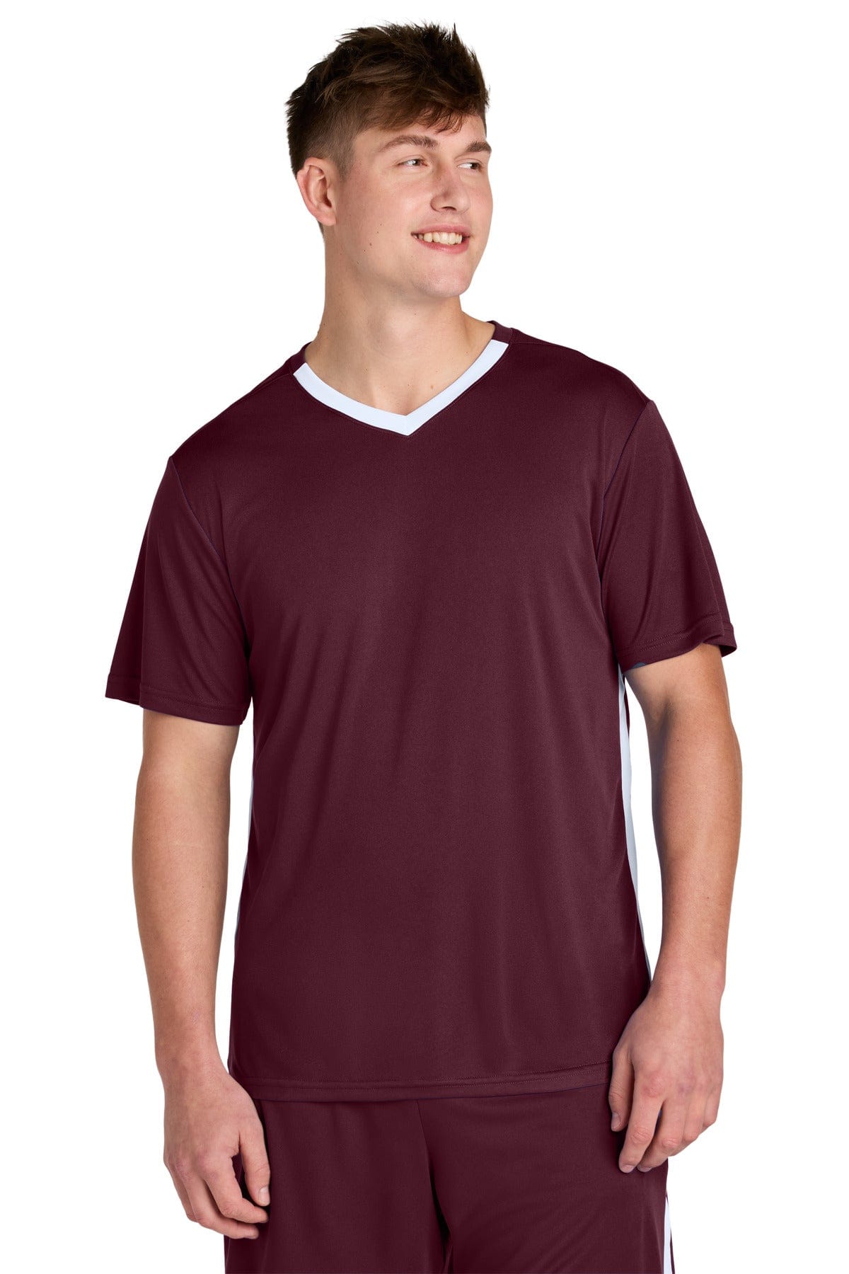 Sport-Tek ® Competitor ™ United V-Neck ST101 in Maroon/ White