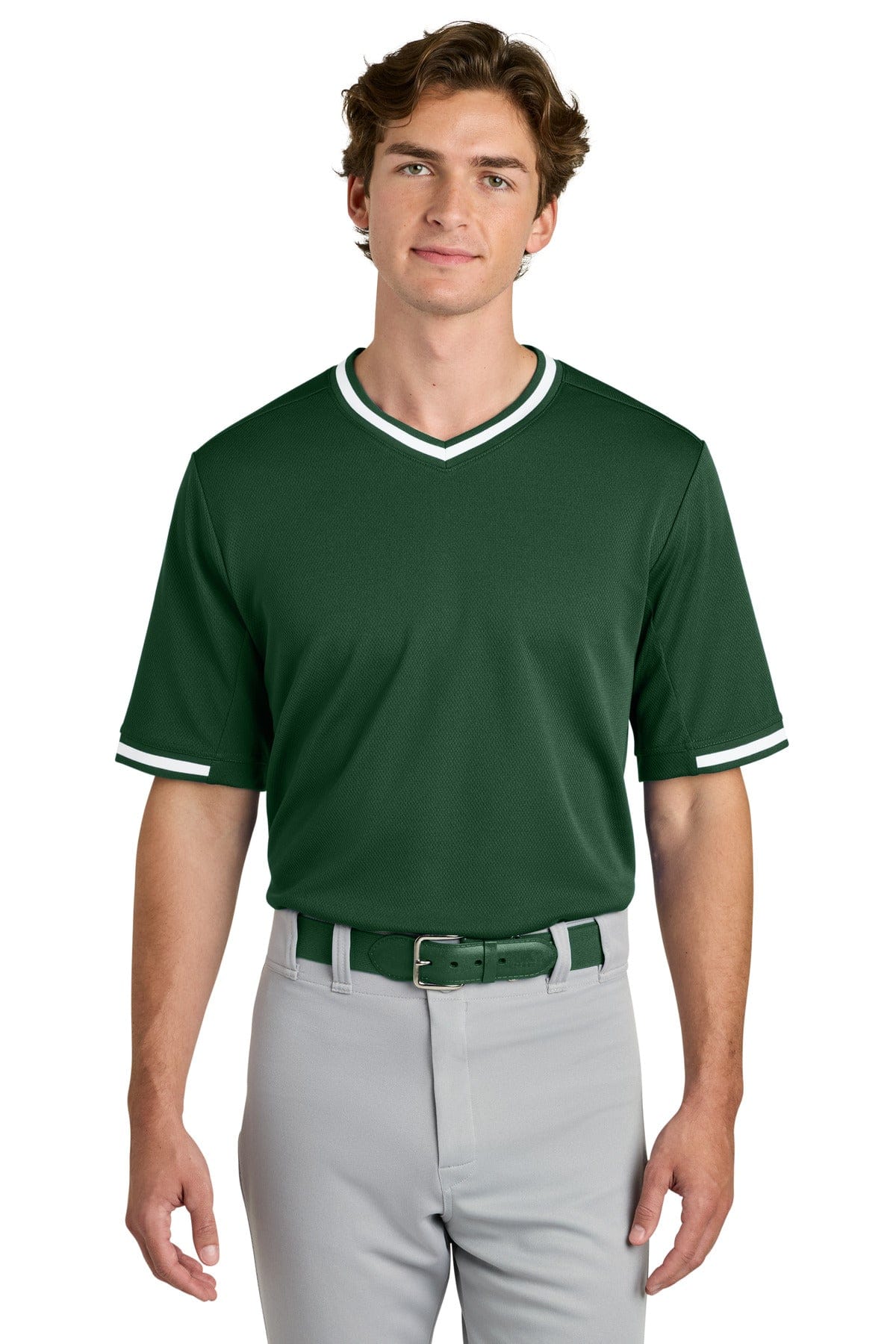 Sport-Tek ® Tough Mesh V-Neck Baseball Jersey ST221 in Forest Green