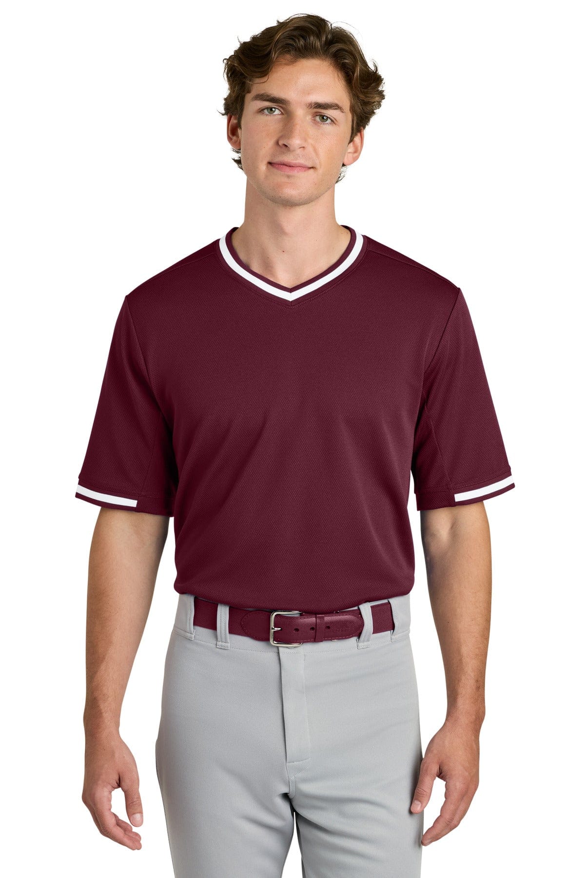 Sport-Tek ® Tough Mesh V-Neck Baseball Jersey ST221 in Maroon