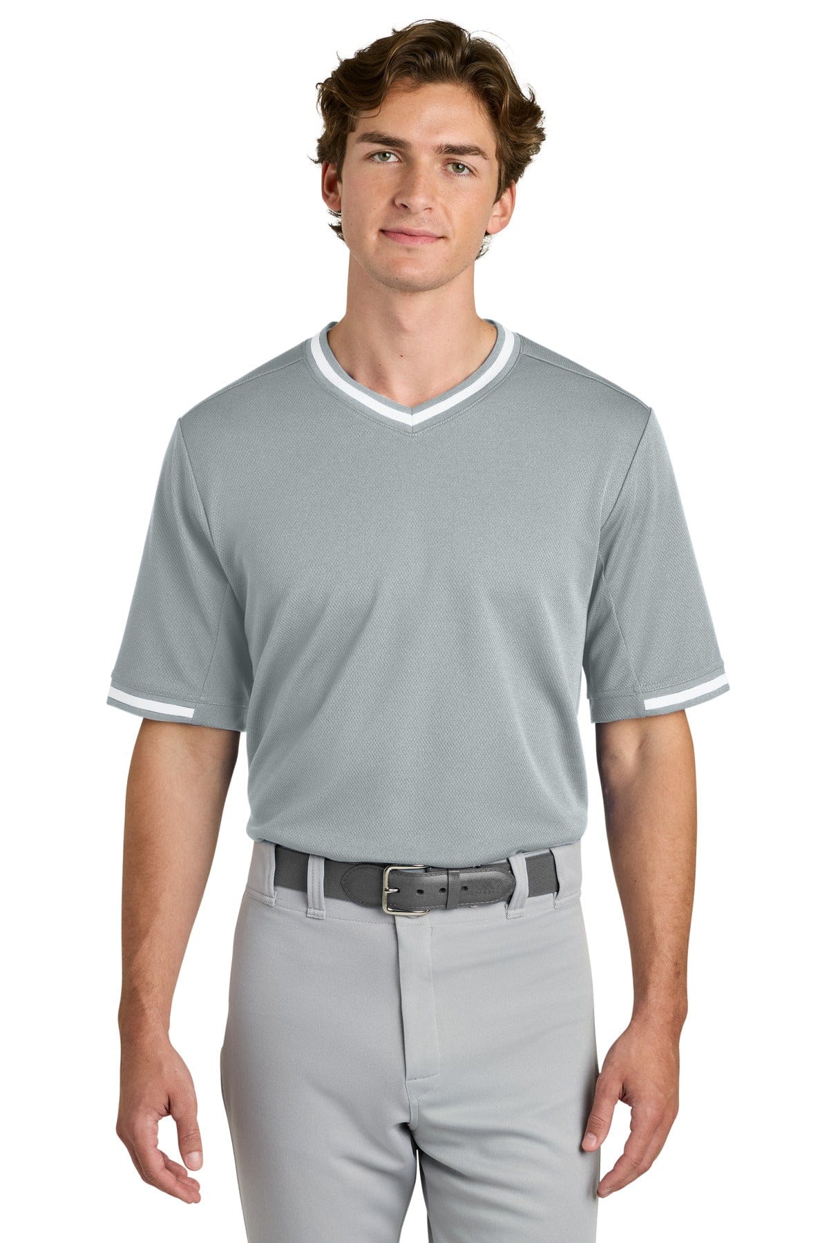Sport-Tek ® Tough Mesh V-Neck Baseball Jersey ST221 in Silver