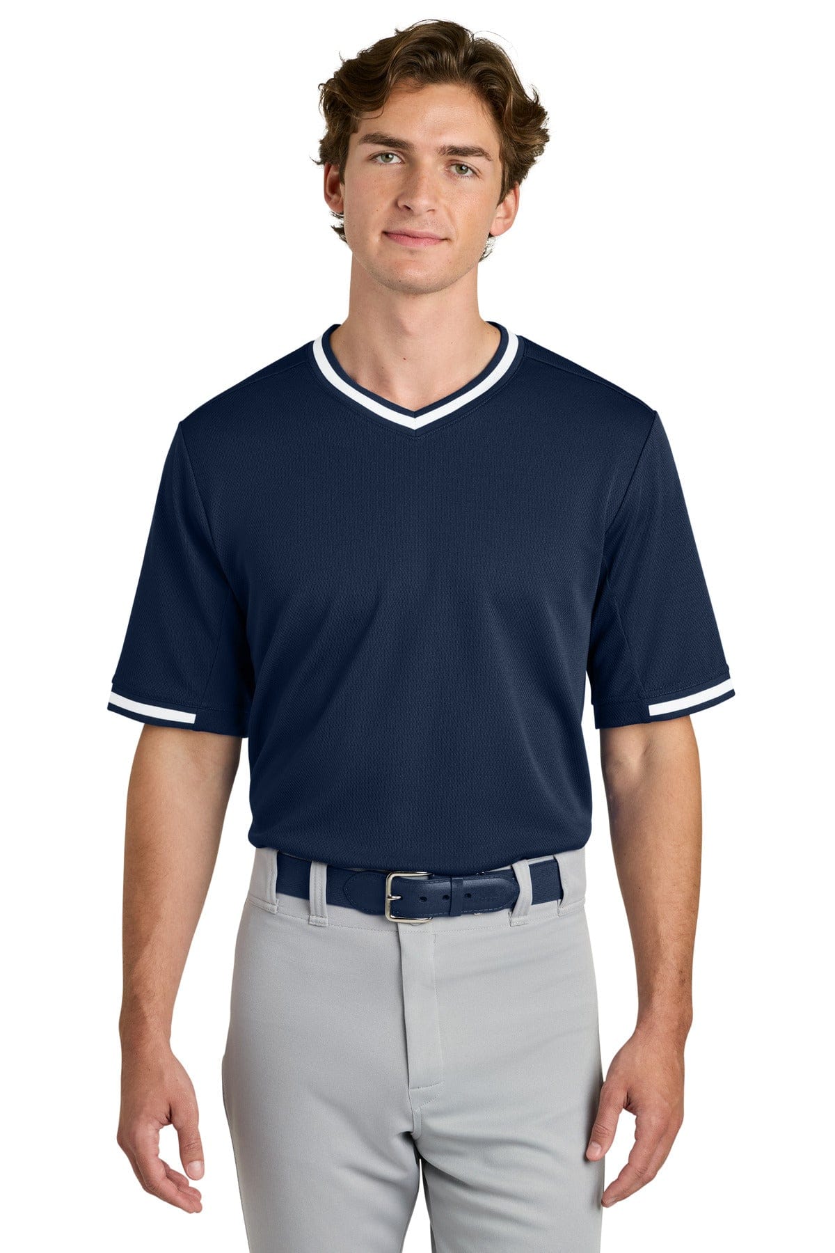 Sport-Tek ® Tough Mesh V-Neck Baseball Jersey ST221 in True Navy