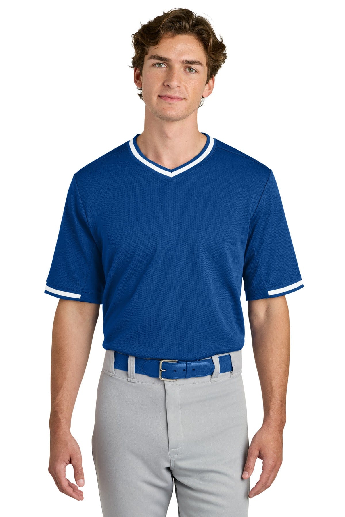 Sport-Tek ® Tough Mesh V-Neck Baseball Jersey ST221 in True Royal