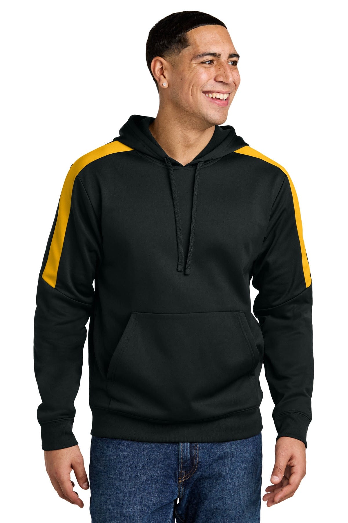 Sport-Tek ® Sport-Wick ® Fleece United Pullover Hoodie ST255 in Black/ Gold