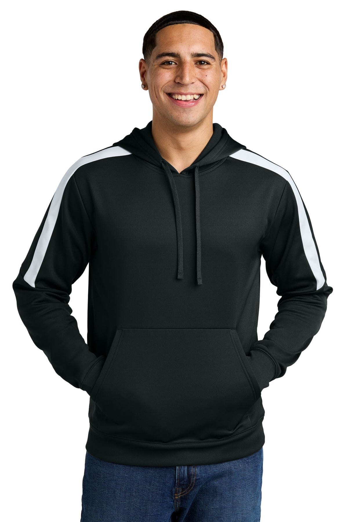 Sport-Tek ® Sport-Wick ® Fleece United Pullover Hoodie ST255 in Black/ White