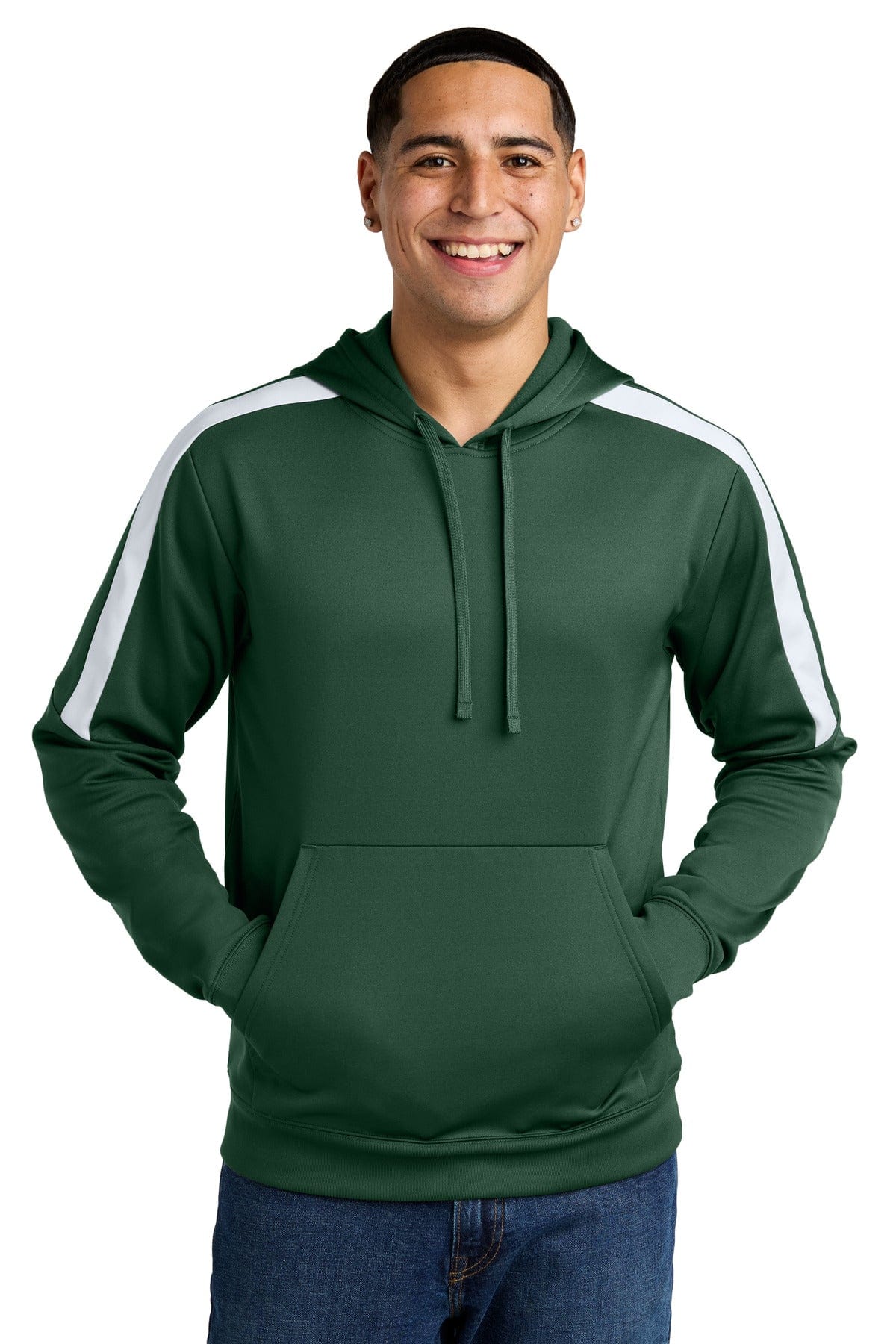 Sport-Tek ® Sport-Wick ® Fleece United Pullover Hoodie ST255 in Forest Green/ White