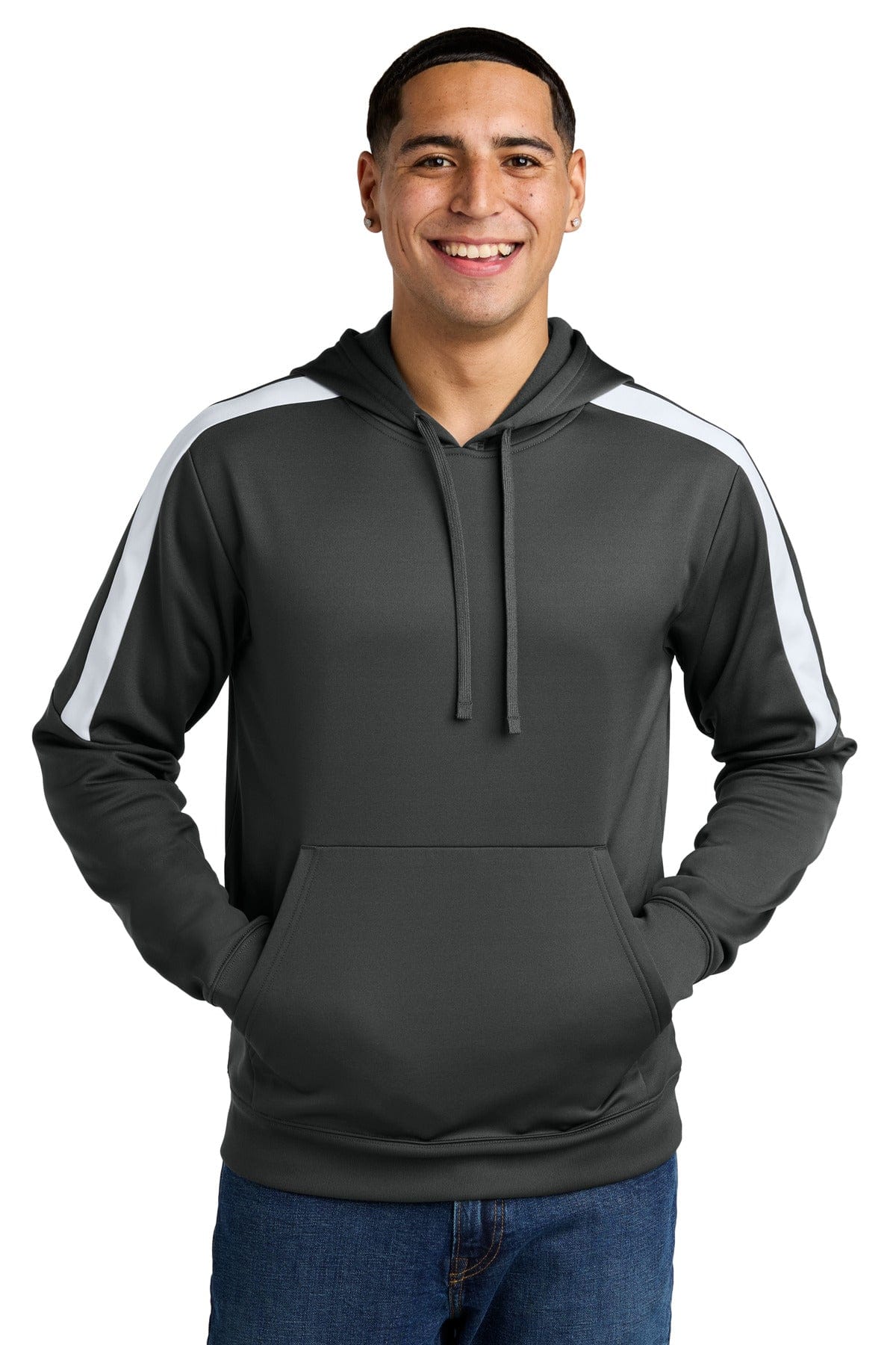 Sport-Tek ® Sport-Wick ® Fleece United Pullover Hoodie ST255 in Iron Grey/ White