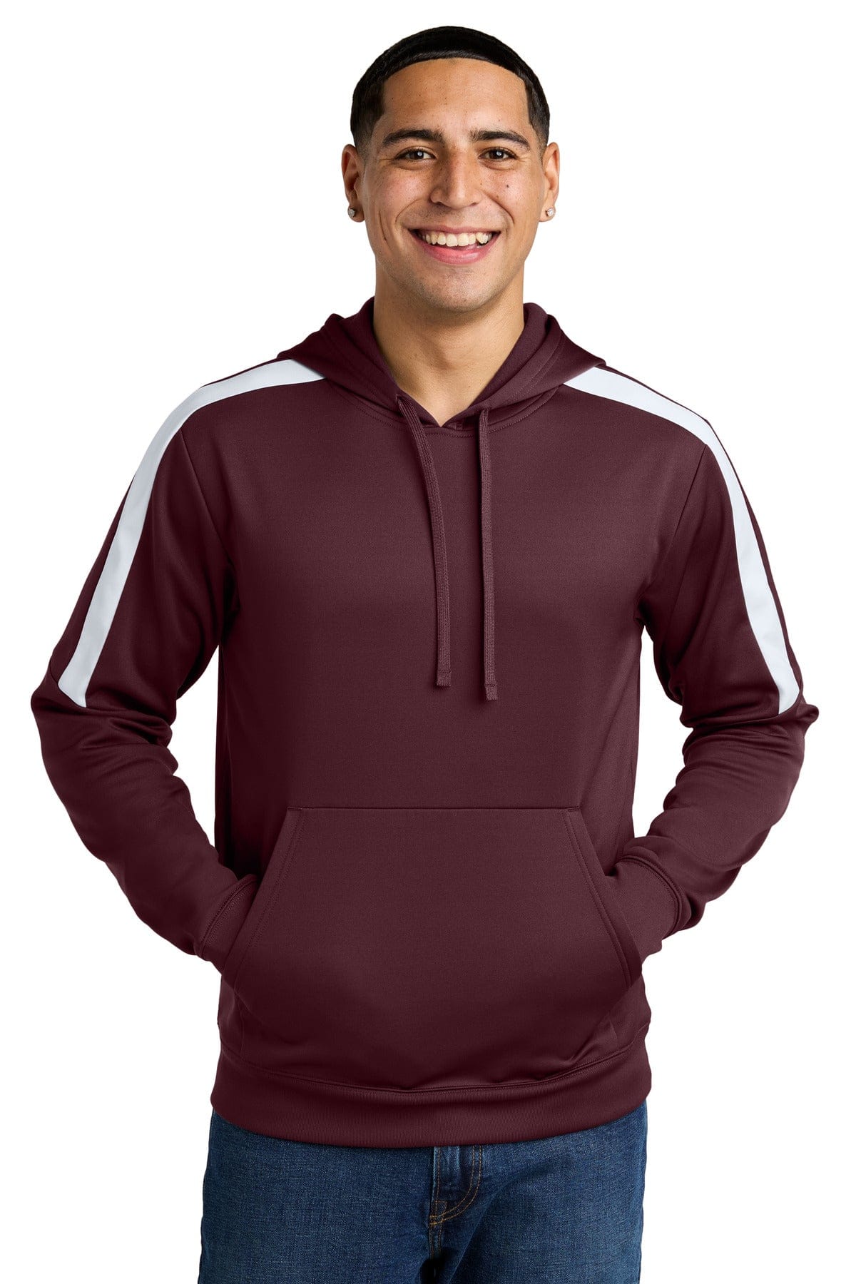 Sport-Tek ® Sport-Wick ® Fleece United Pullover Hoodie ST255 in Maroon/ White