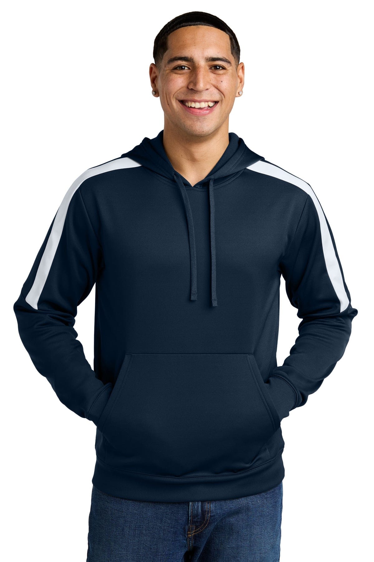 Sport-Tek ® Sport-Wick ® Fleece United Pullover Hoodie ST255 in Navy/ White
