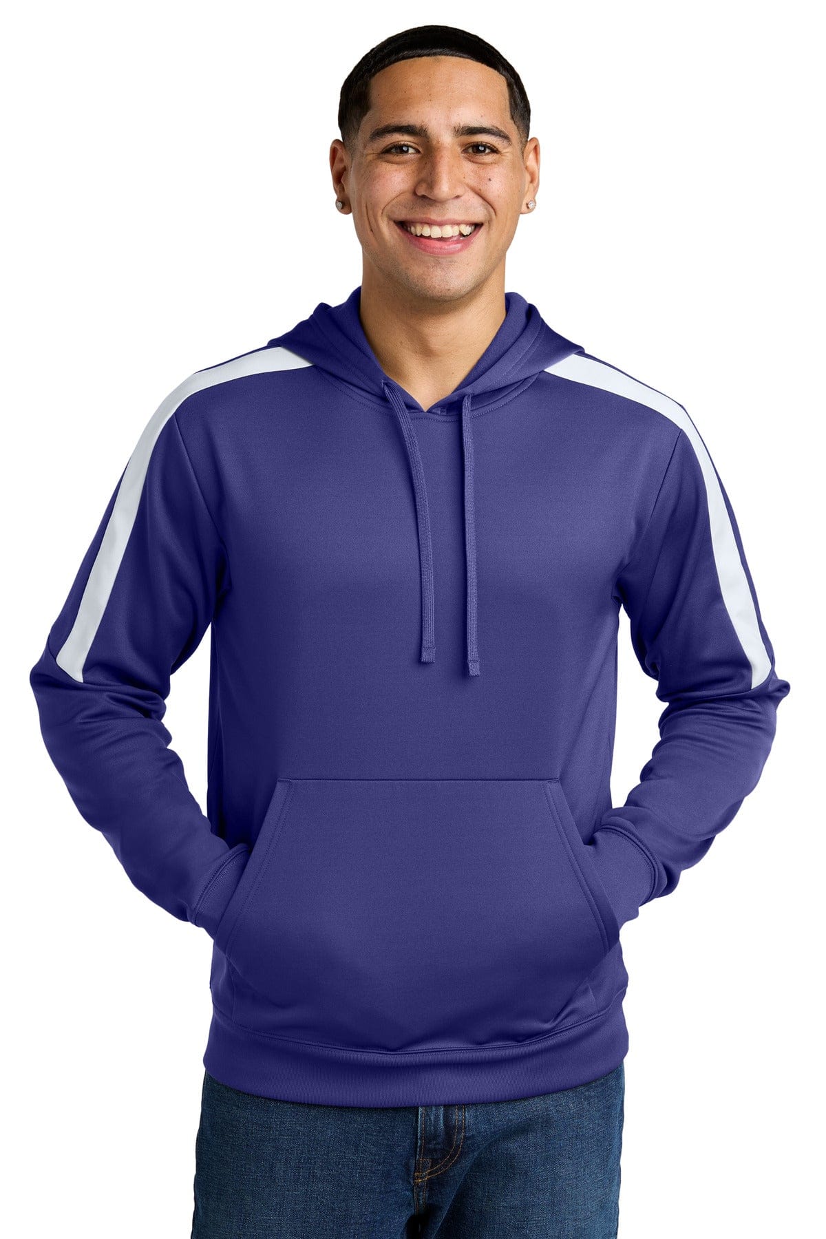 Sport-Tek ® Sport-Wick ® Fleece United Pullover Hoodie ST255 in Purple/ White
