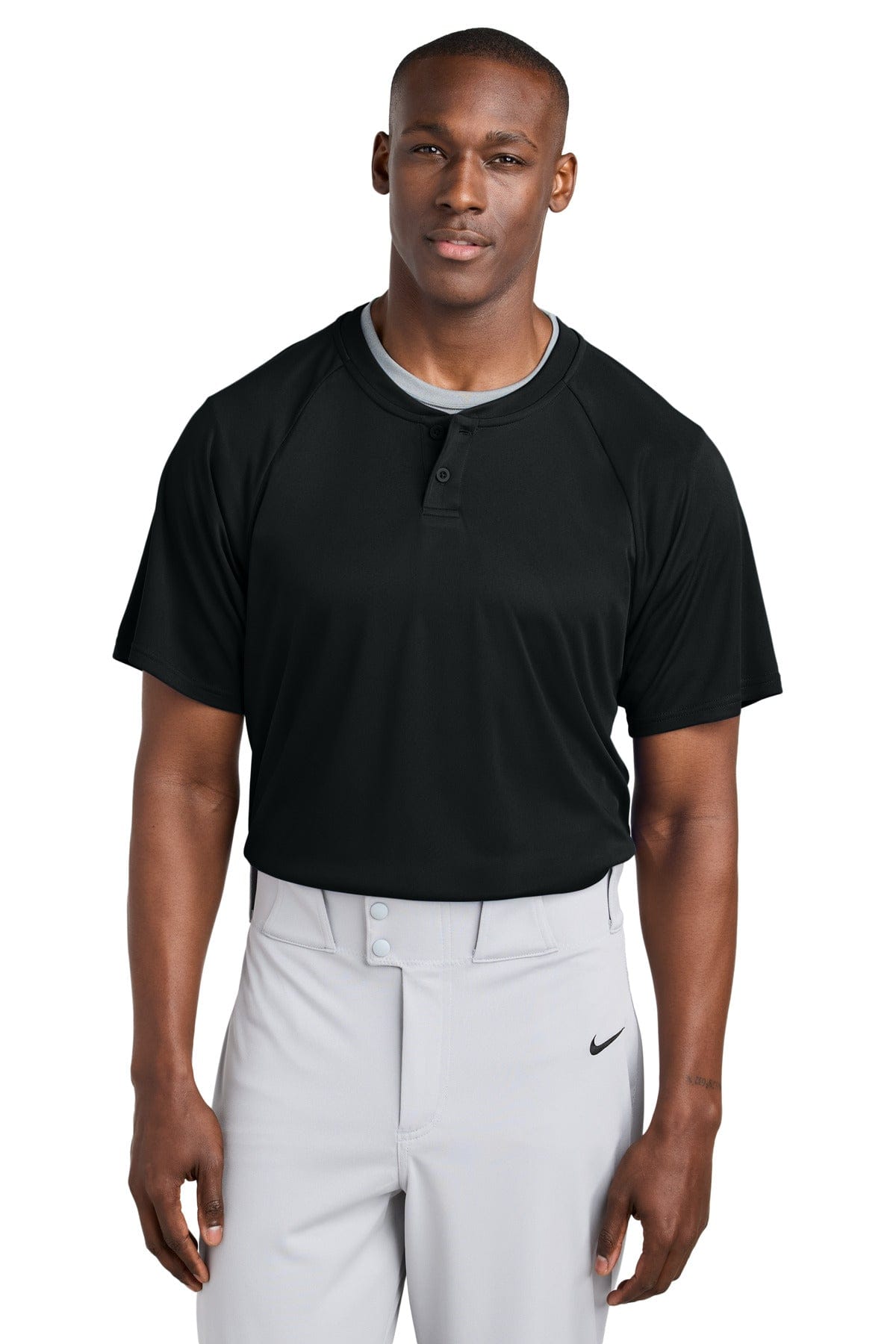 Sport-Tek ® PosiCharge ® Competitor ™ 2-Button Henley ST359 in Black