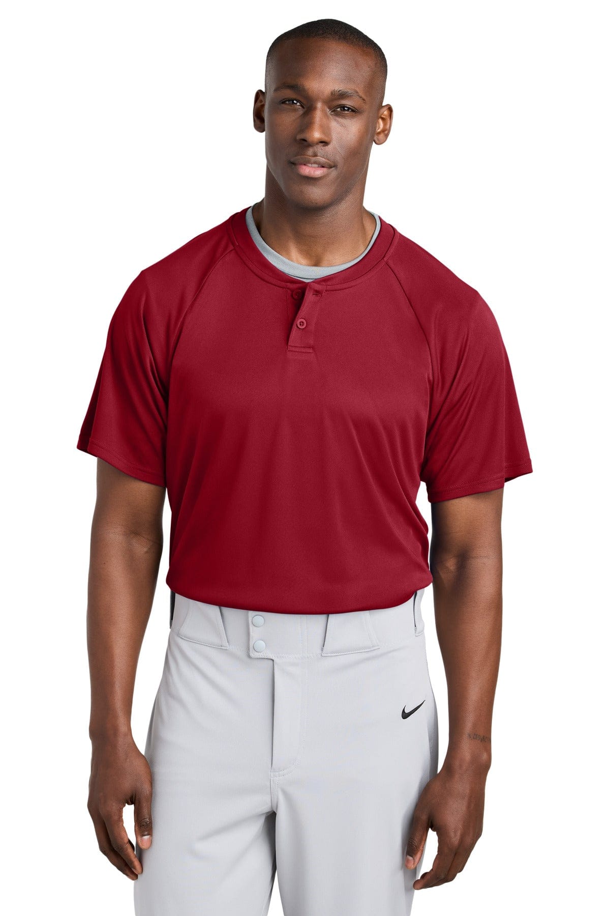 Sport-Tek ® PosiCharge ® Competitor ™ 2-Button Henley ST359 in Deep Red