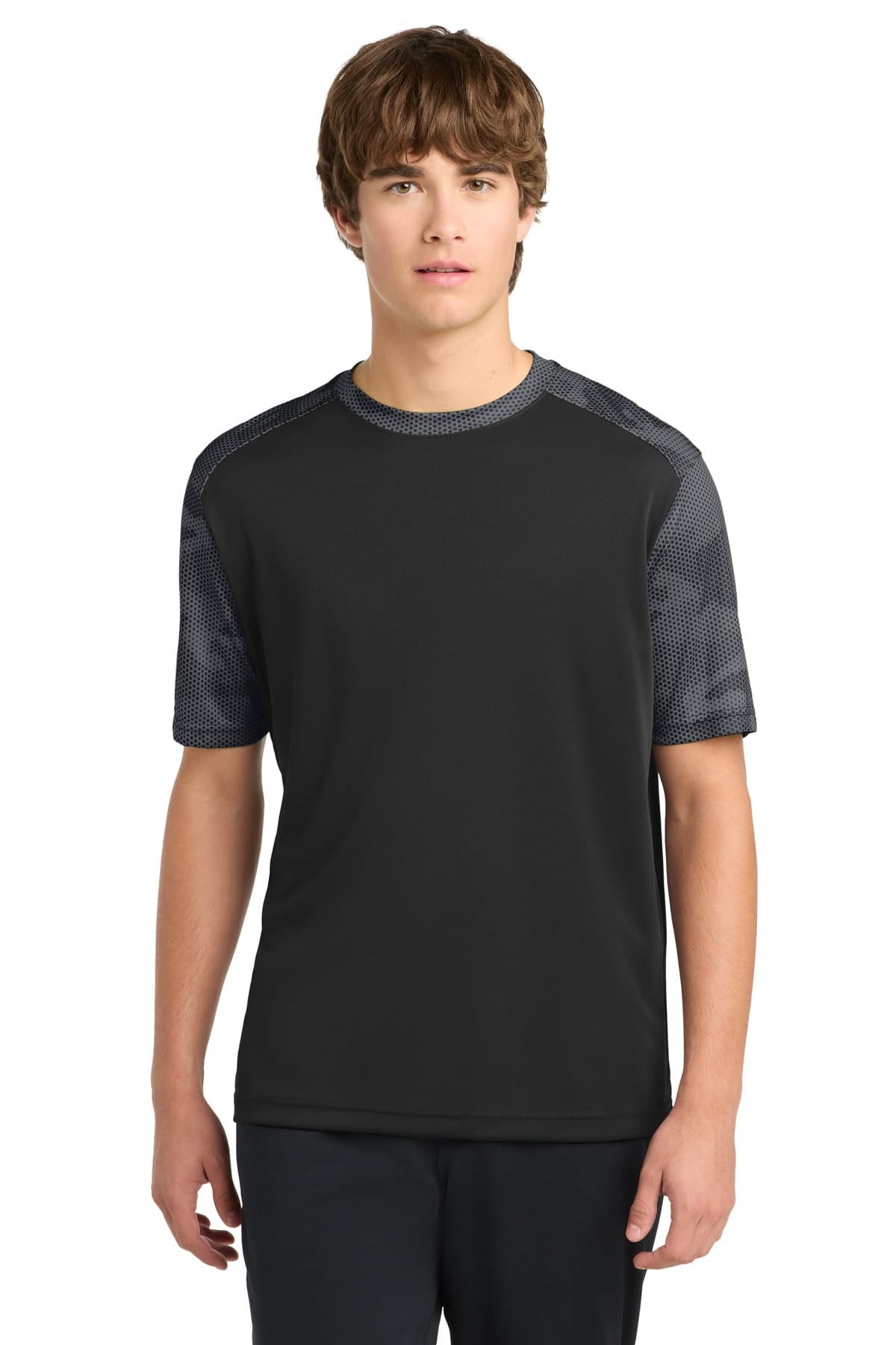 Sport-Tek ST371 XS / Black/ Iron Grey Sport-Tek ST371 CamoHex Colorblock Tee