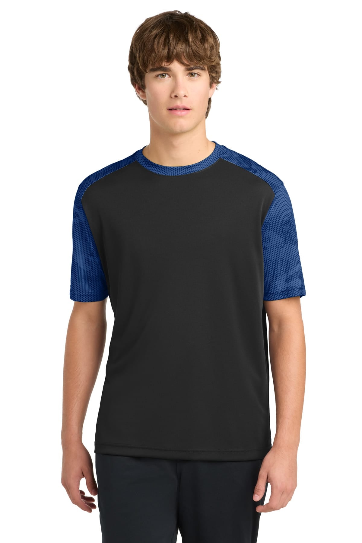 Sport-Tek ST371 XS / Black/ True Royal Sport-Tek ST371 CamoHex Colorblock Tee