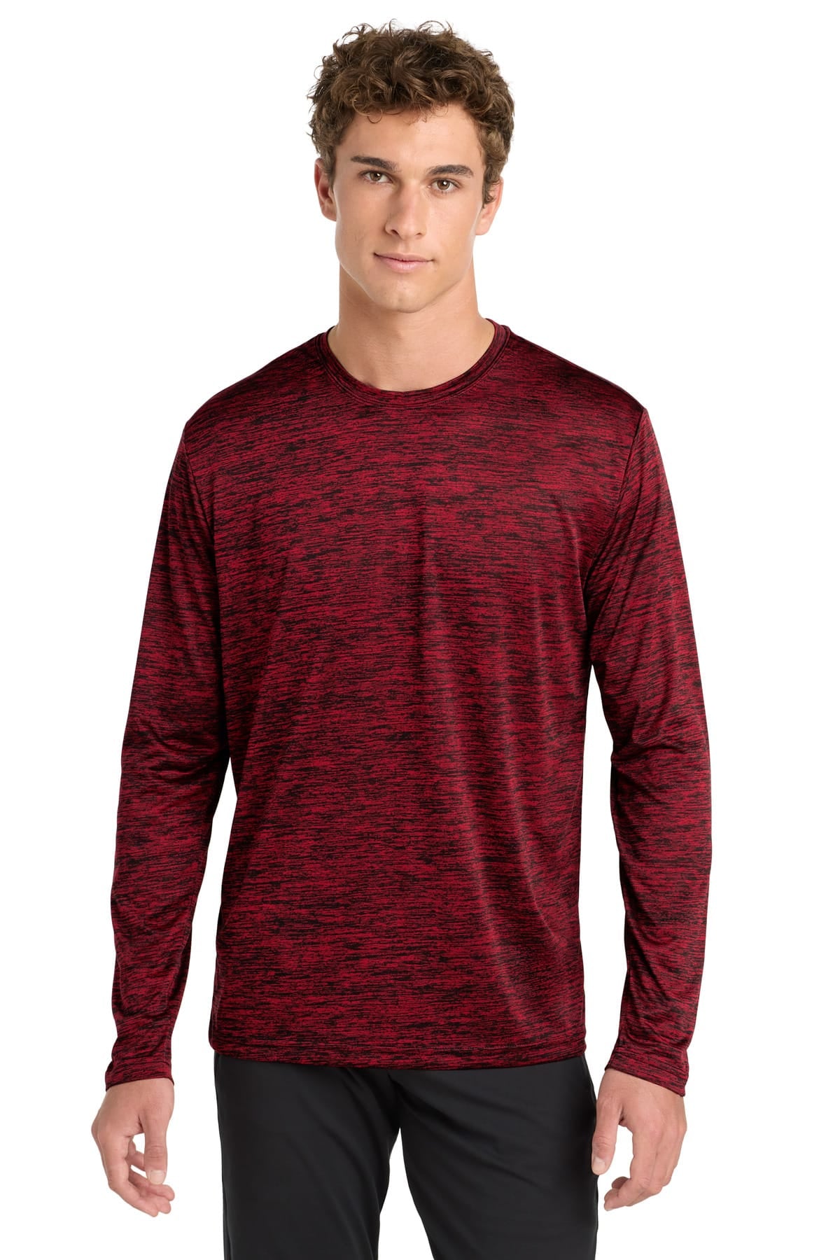 Sport-Tek ST390LS XS / Deep Red-Black Electric Sport-Tek ST390LS PosiCharge Long Sleeve Electric Heather Tee