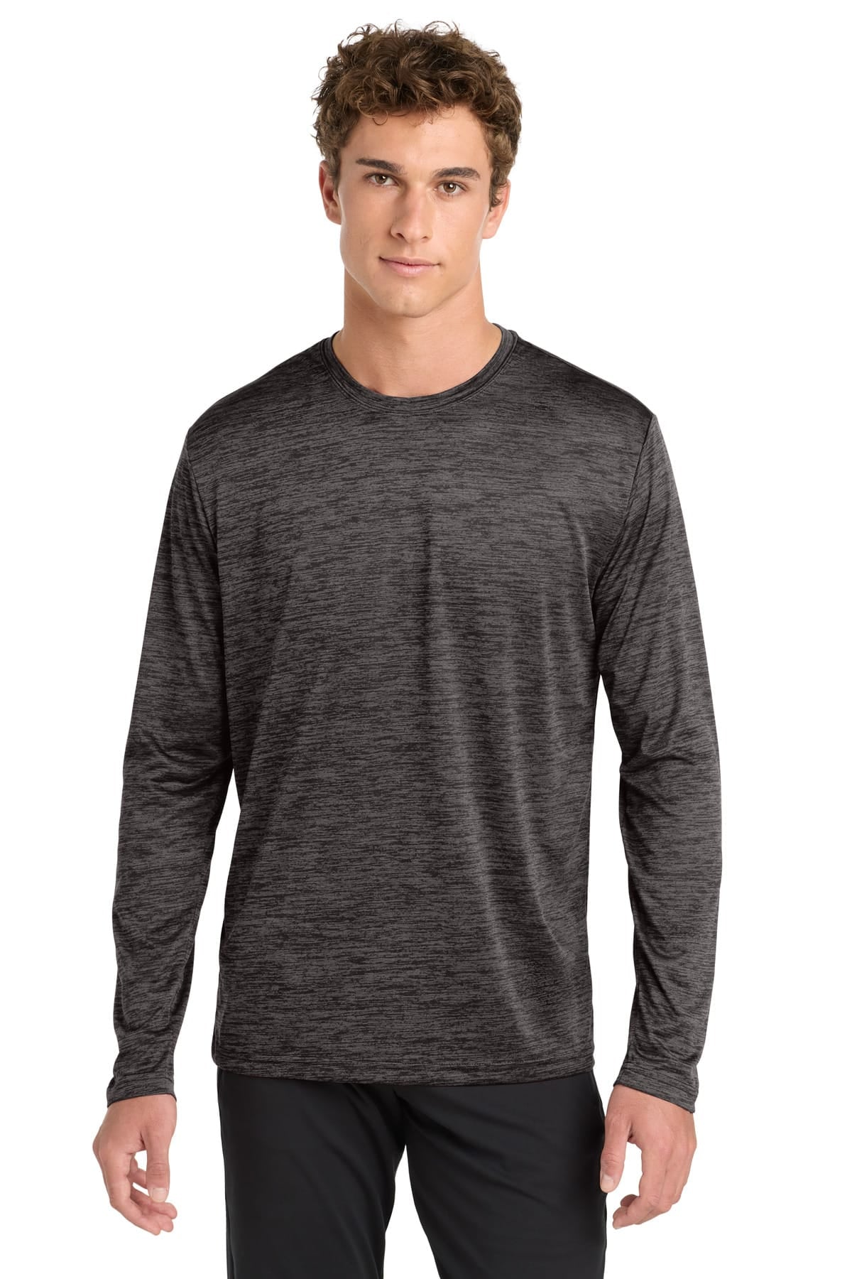 Sport-Tek ST390LS XS / Grey-Black Electric Sport-Tek ST390LS PosiCharge Long Sleeve Electric Heather Tee