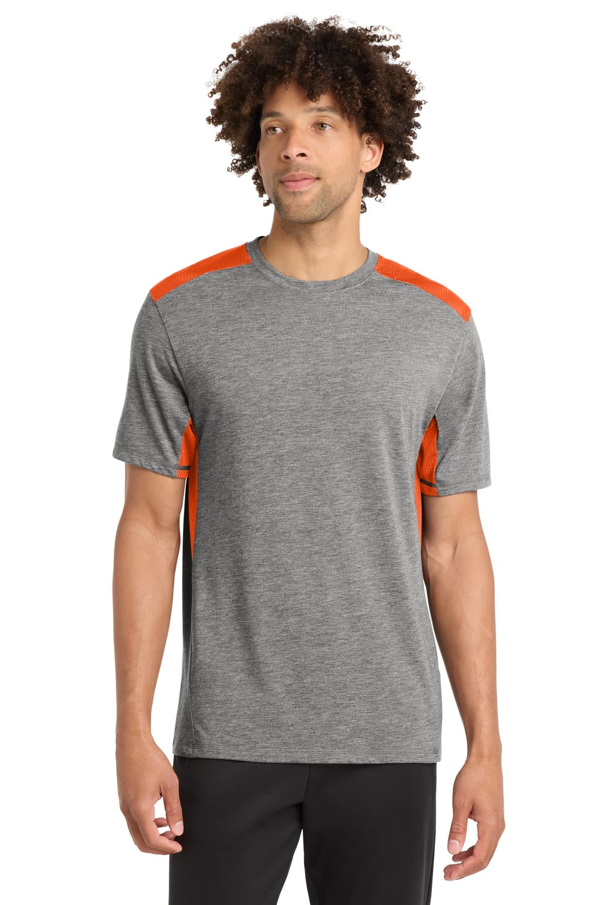Sport-Tek ST410 XS / Deep Orange/ Dark Grey Heather Sport-Tek ST410 PosiCharge Tri-Blend Wicking Draft Tee