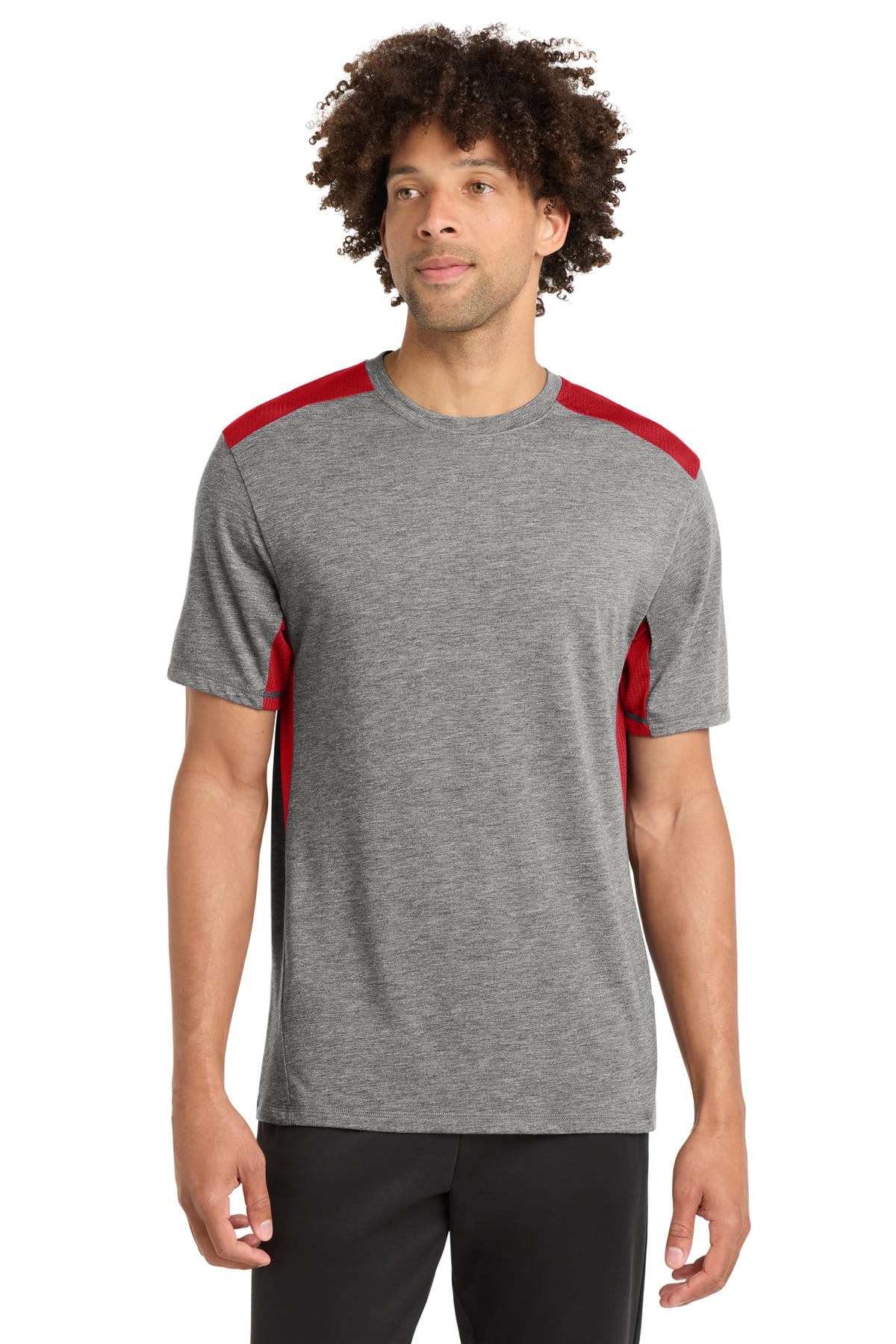 Sport-Tek ST410 XS / True Red/ Dark Grey Heather Sport-Tek ST410 PosiCharge Tri-Blend Wicking Draft Tee