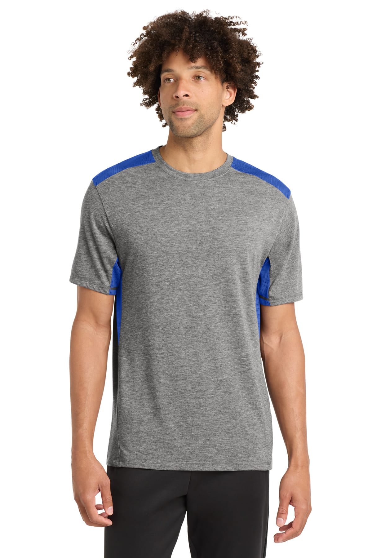 Sport-Tek ST410 XS / True Royal/ Dark Grey Heather Sport-Tek ST410 PosiCharge Tri-Blend Wicking Draft Tee