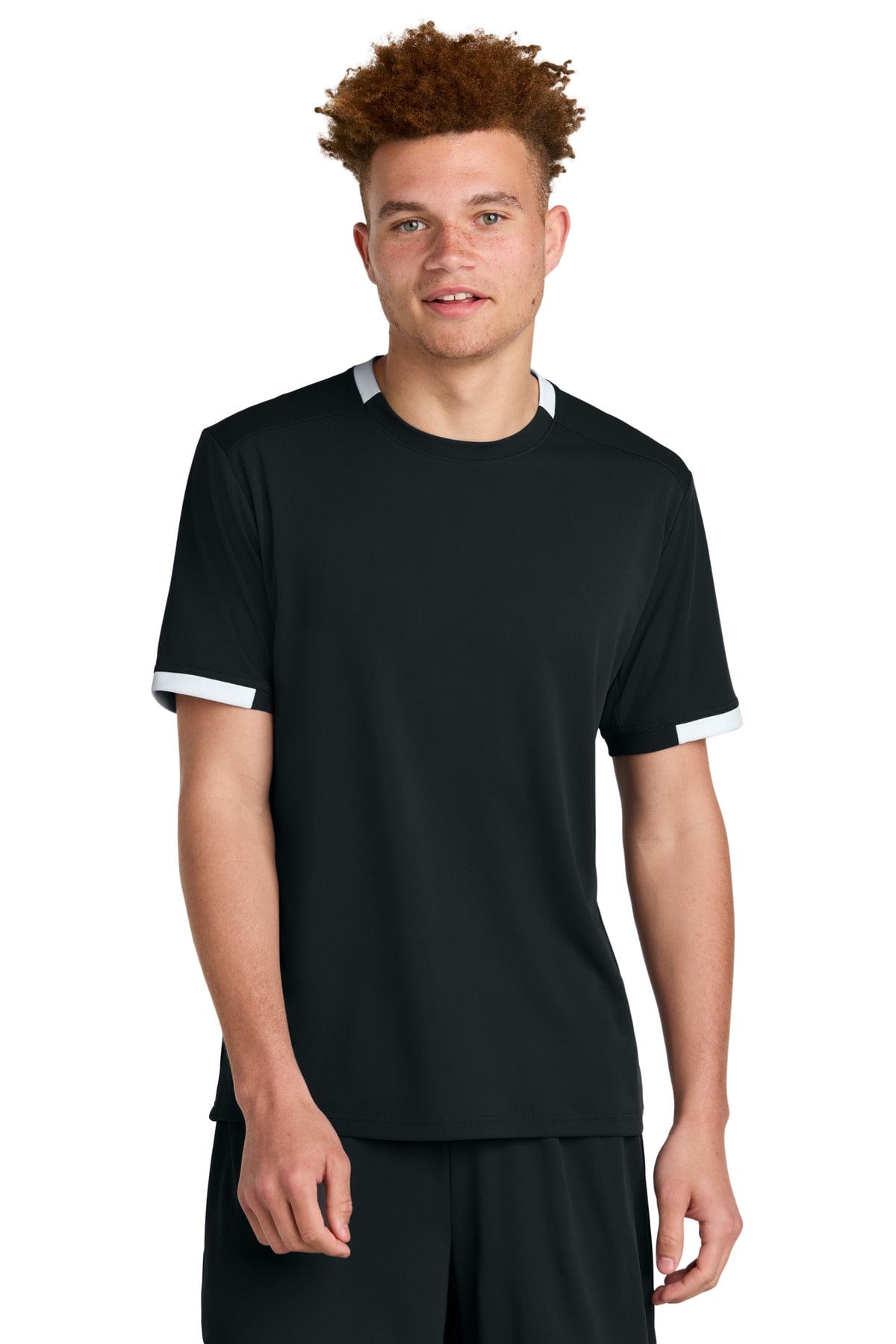 Sport-Tek ® Club Short Sleeve Crew ST440 in Black/ White