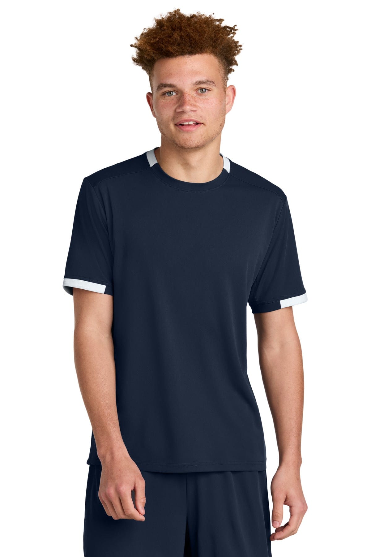 Sport-Tek ® Club Short Sleeve Crew ST440 in True Navy/ White