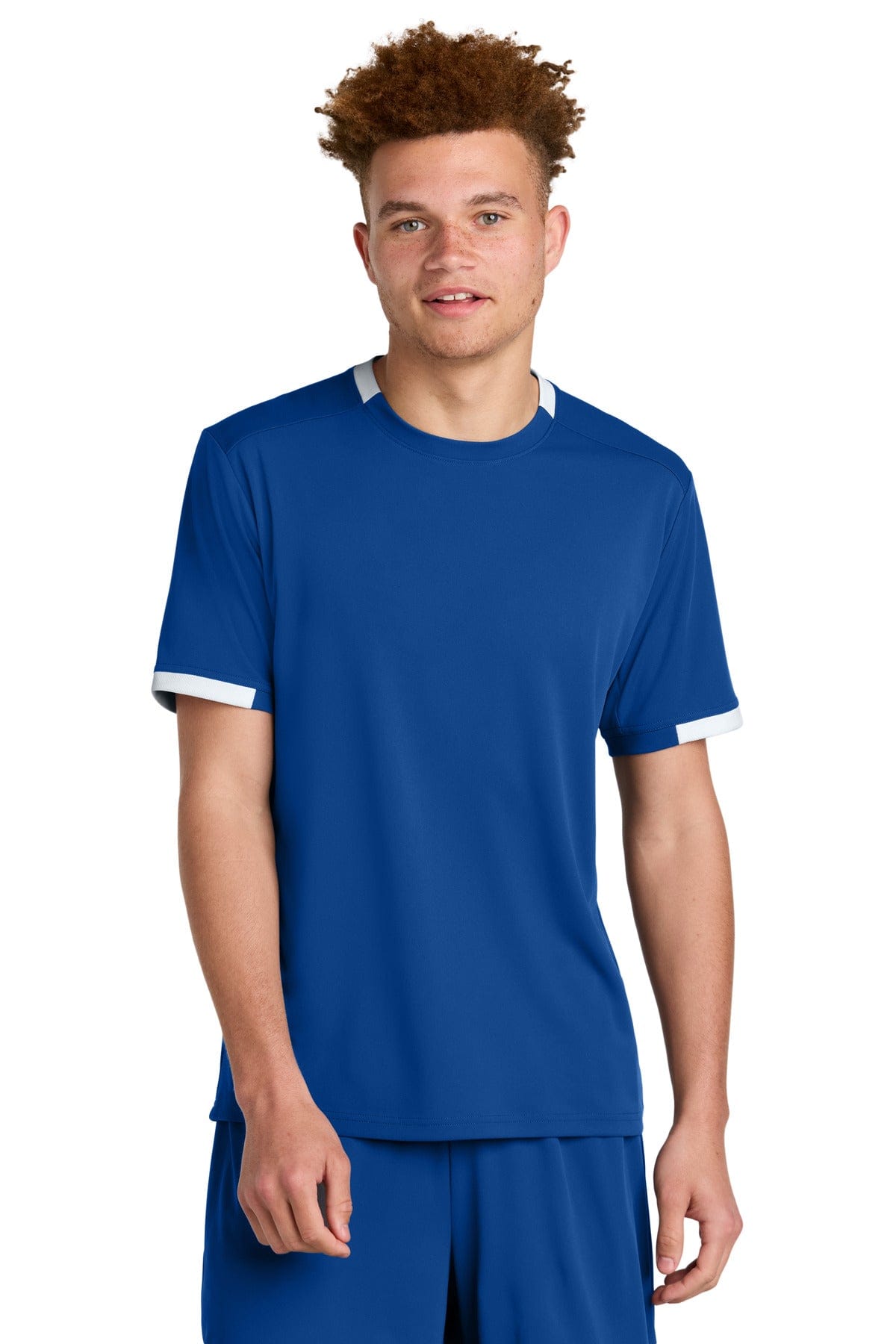 Sport-Tek ® Club Short Sleeve Crew ST440 in True Royal/ White