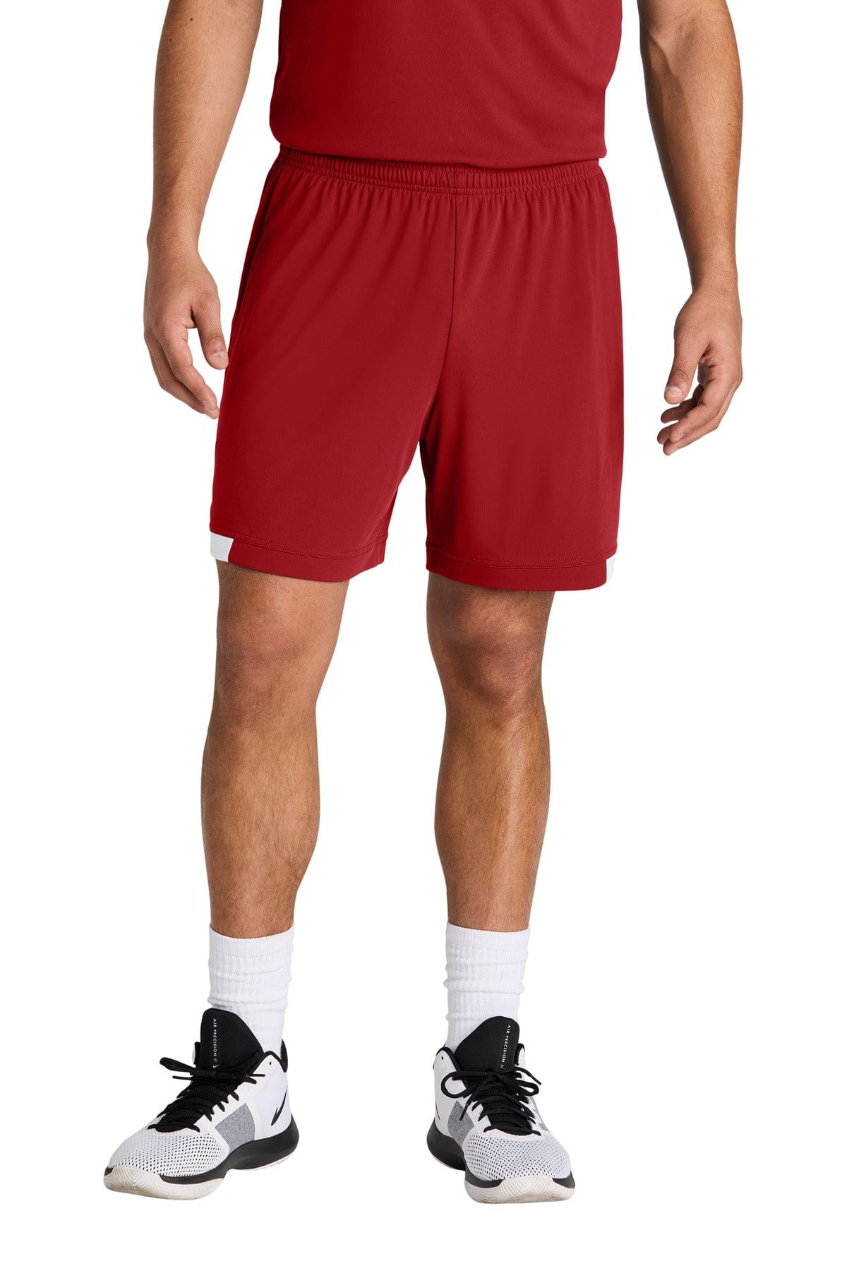 Sport-Tek ® Club 7' Short ST442 in Deep Red/ White