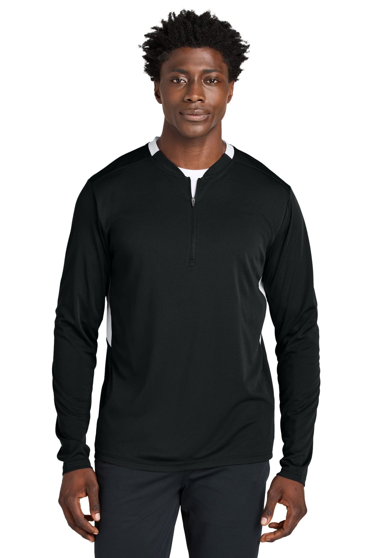 Sport-Tek ® Club 1/4-Zip Pullover ST443 in Black/ White