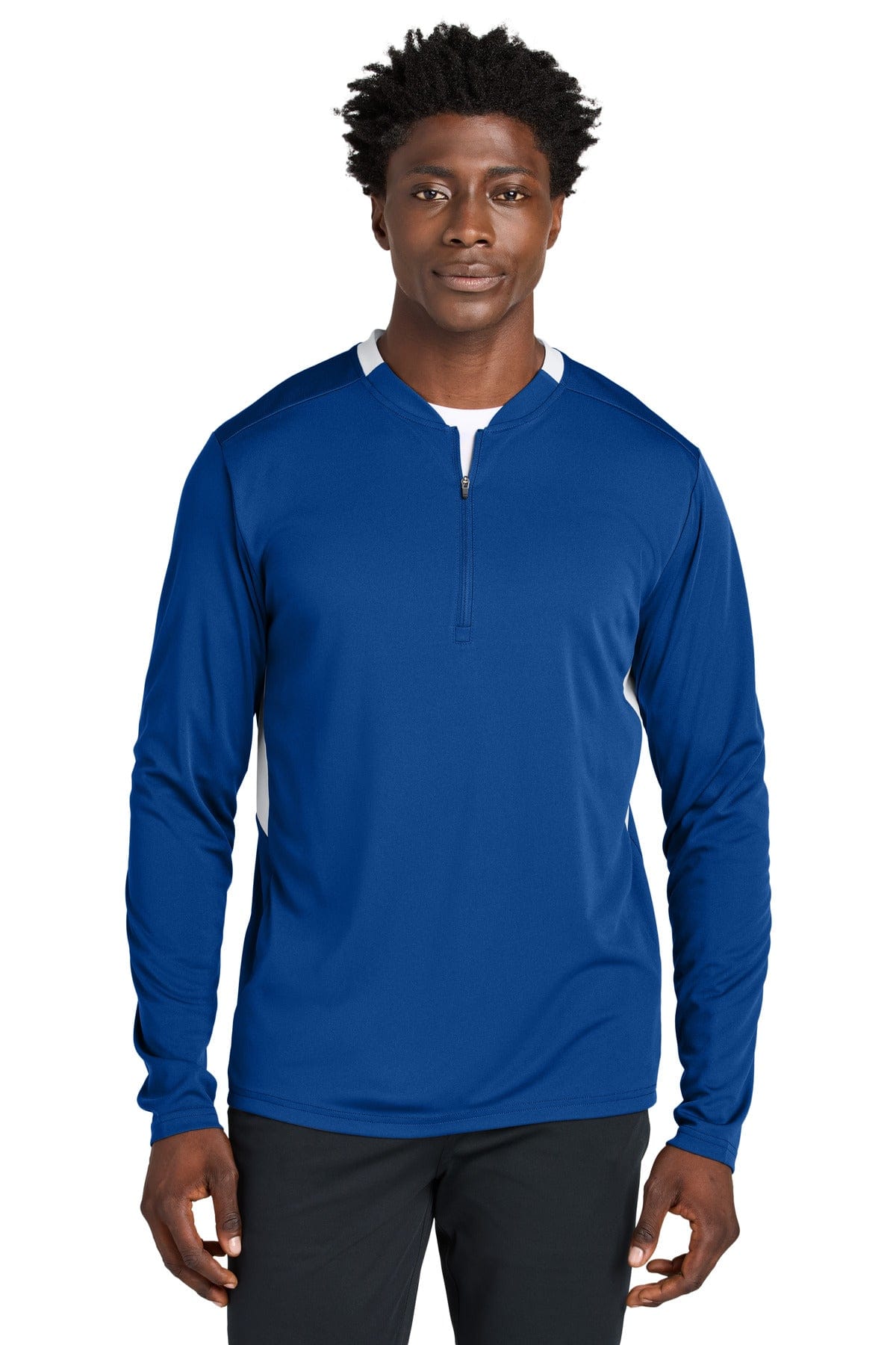 Sport-Tek ® Club 1/4-Zip Pullover ST443 in True Royal/ White