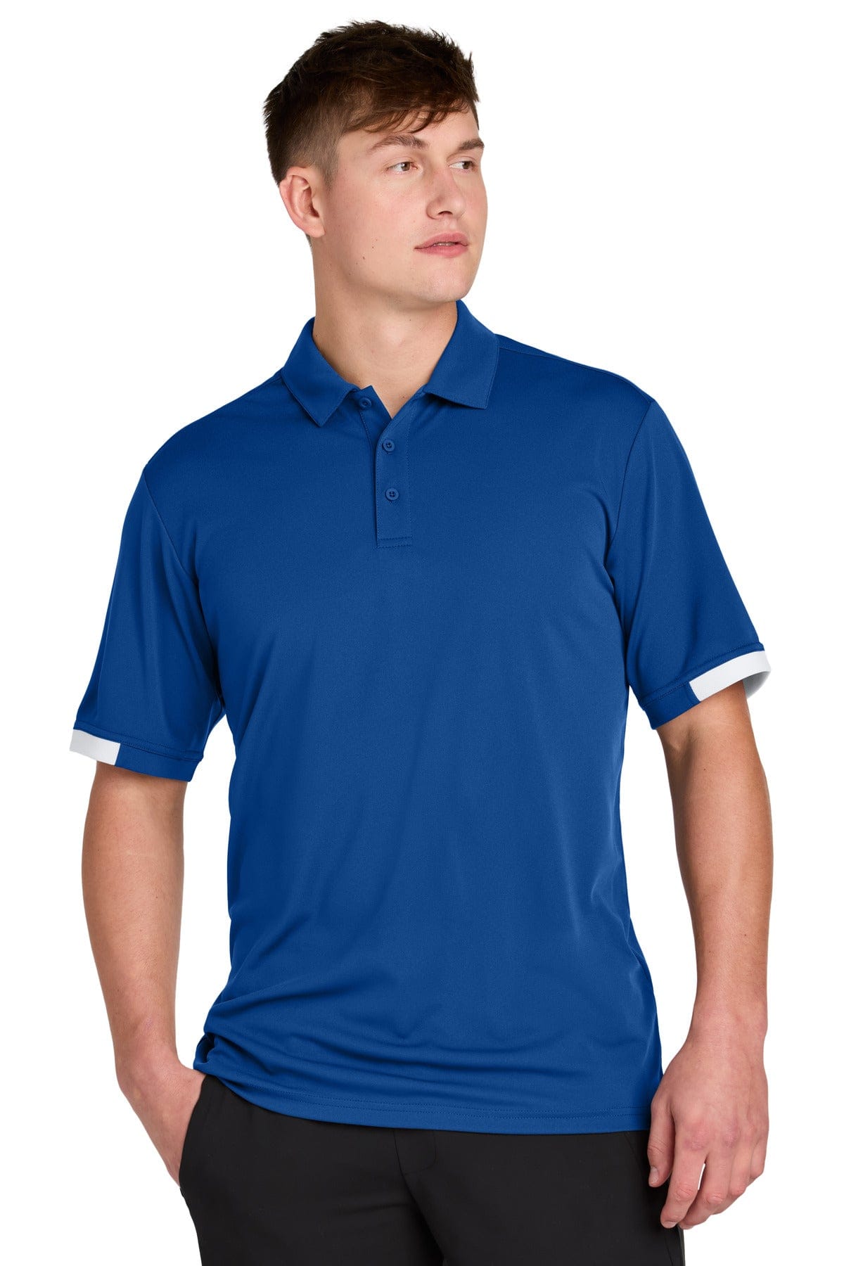 Sport-Tek ST444 Club Colorblock Polo in True Royal/ White