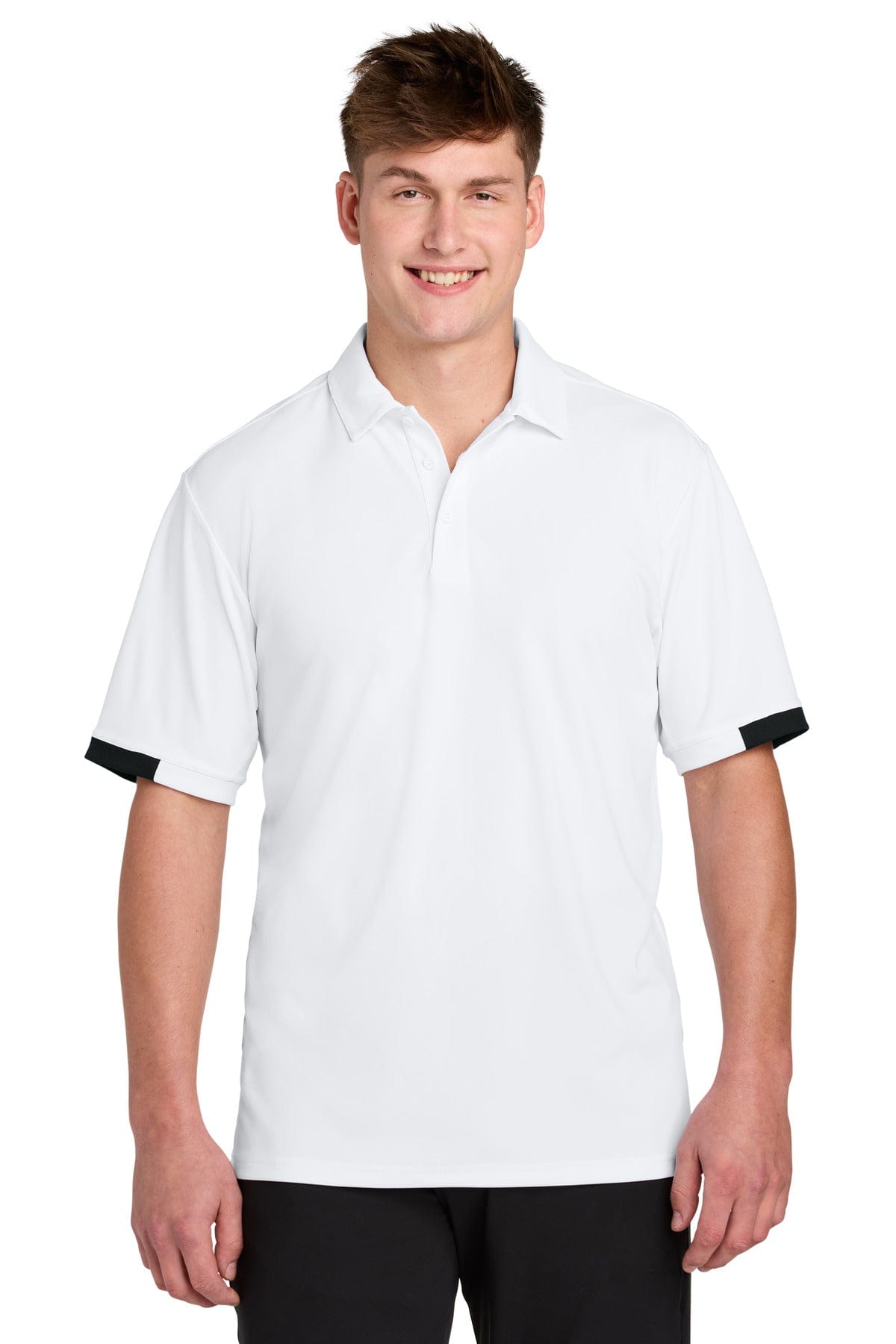 Sport-Tek ST444 Club Colorblock Polo in White/ Black