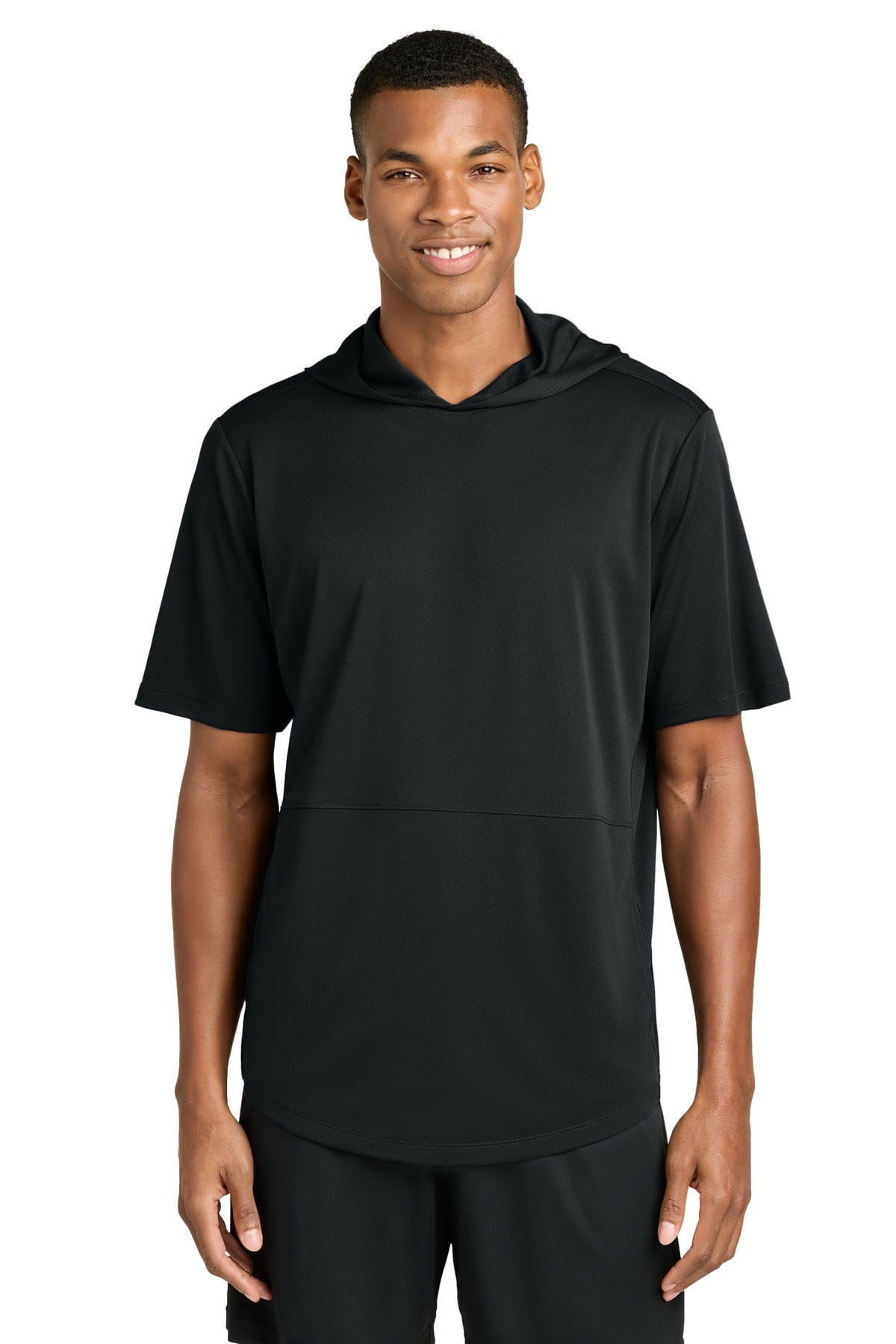 Sport-Tek ST445 Club Short Sleeve Hoodie in Black