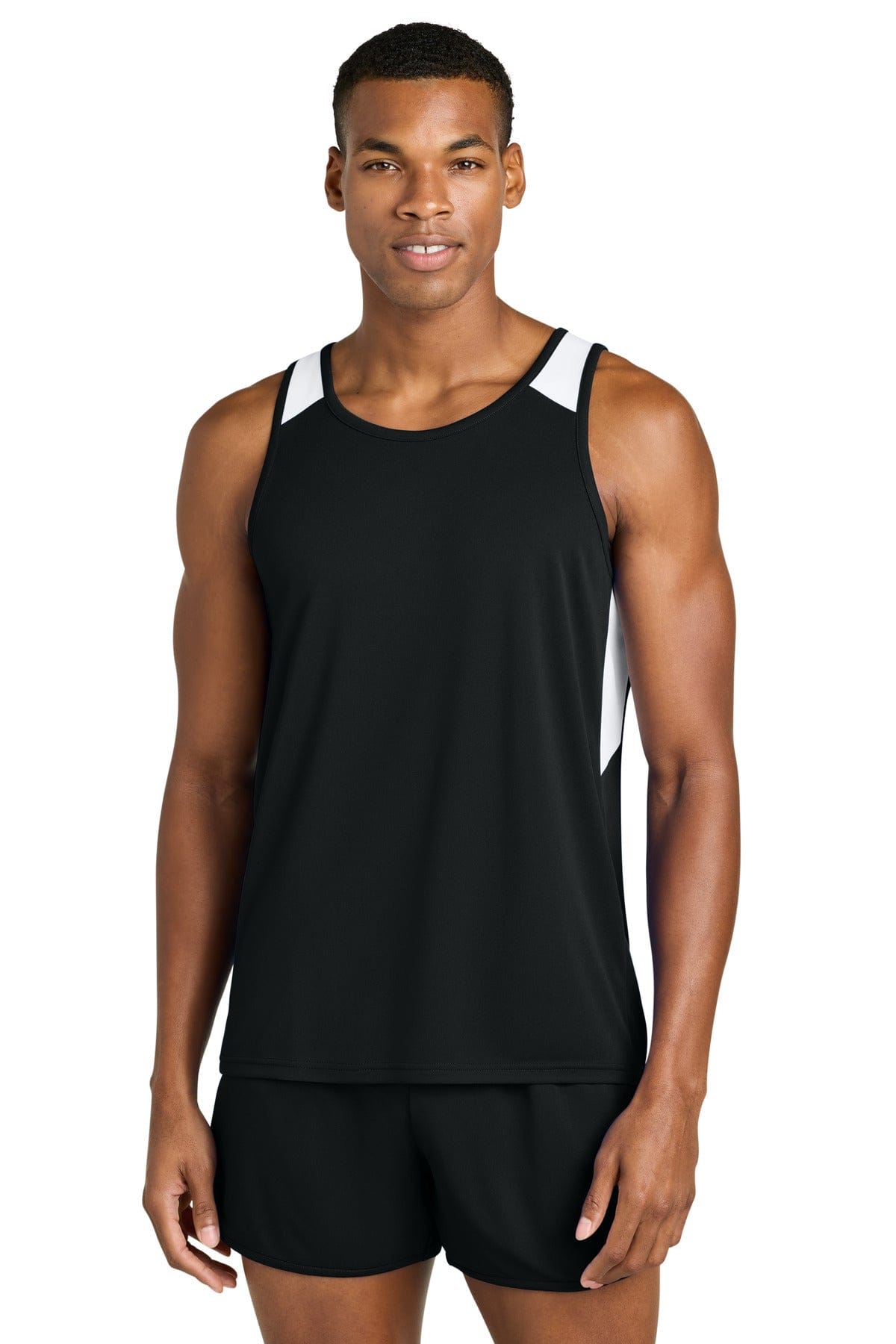 Sport-Tek ST446 Club Track Tank in Black/ White