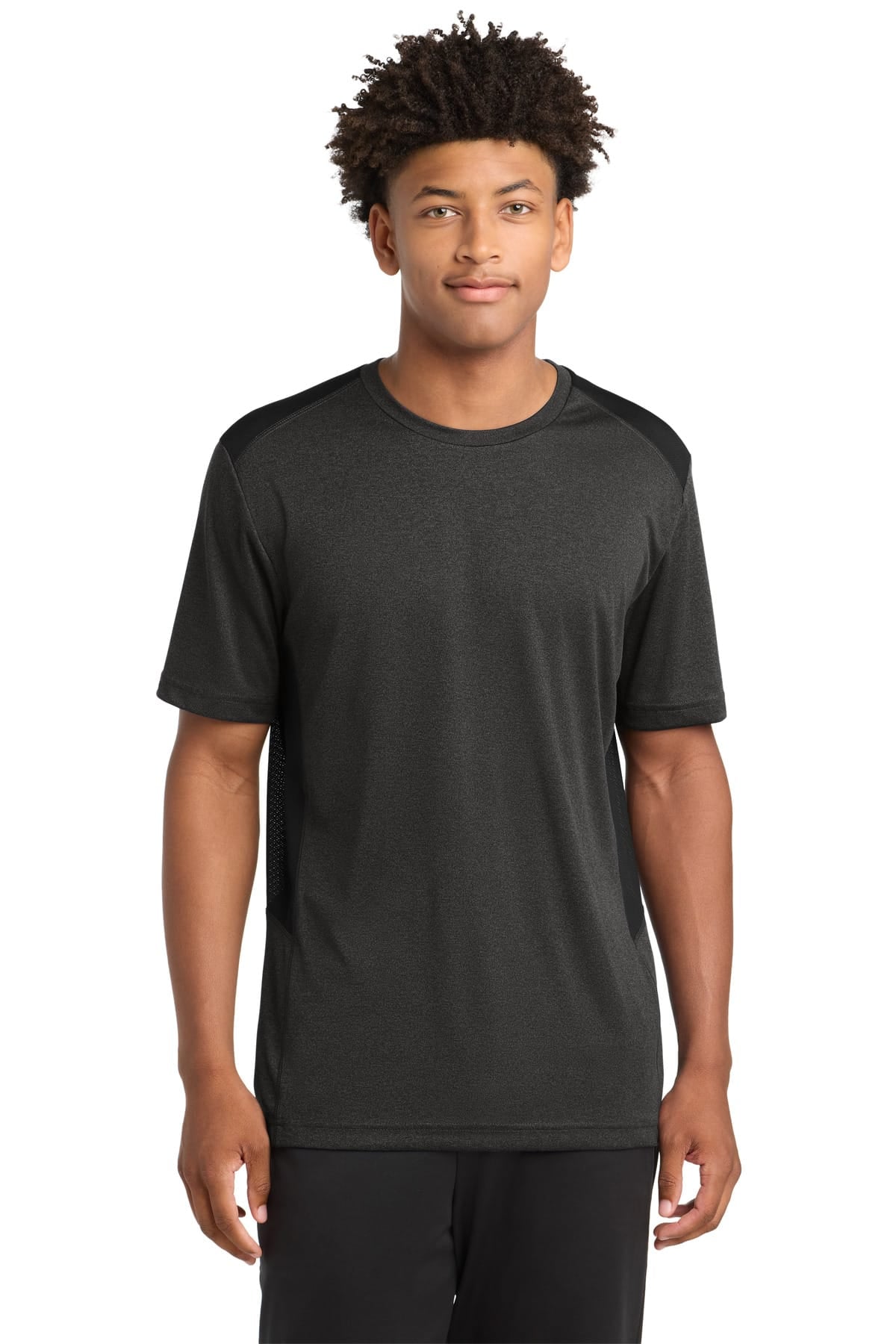 Sport-Tek ST465 XS / Black Heather/ Black Sport-Tek ST465 Endeavor Tee