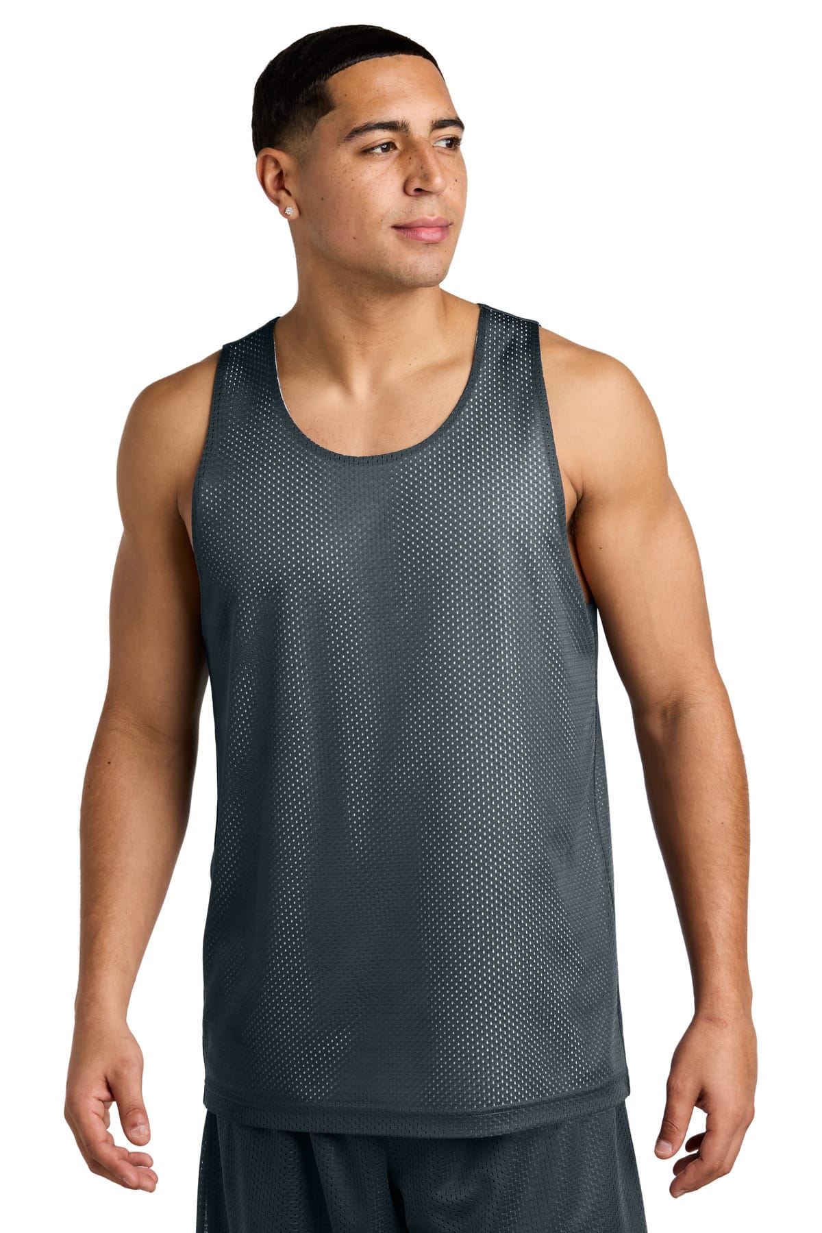 Sport-Tek ST5000 XS / Iron Grey/ White Sport-Tek ST5000 PosiCharge Reversible Mesh Tank