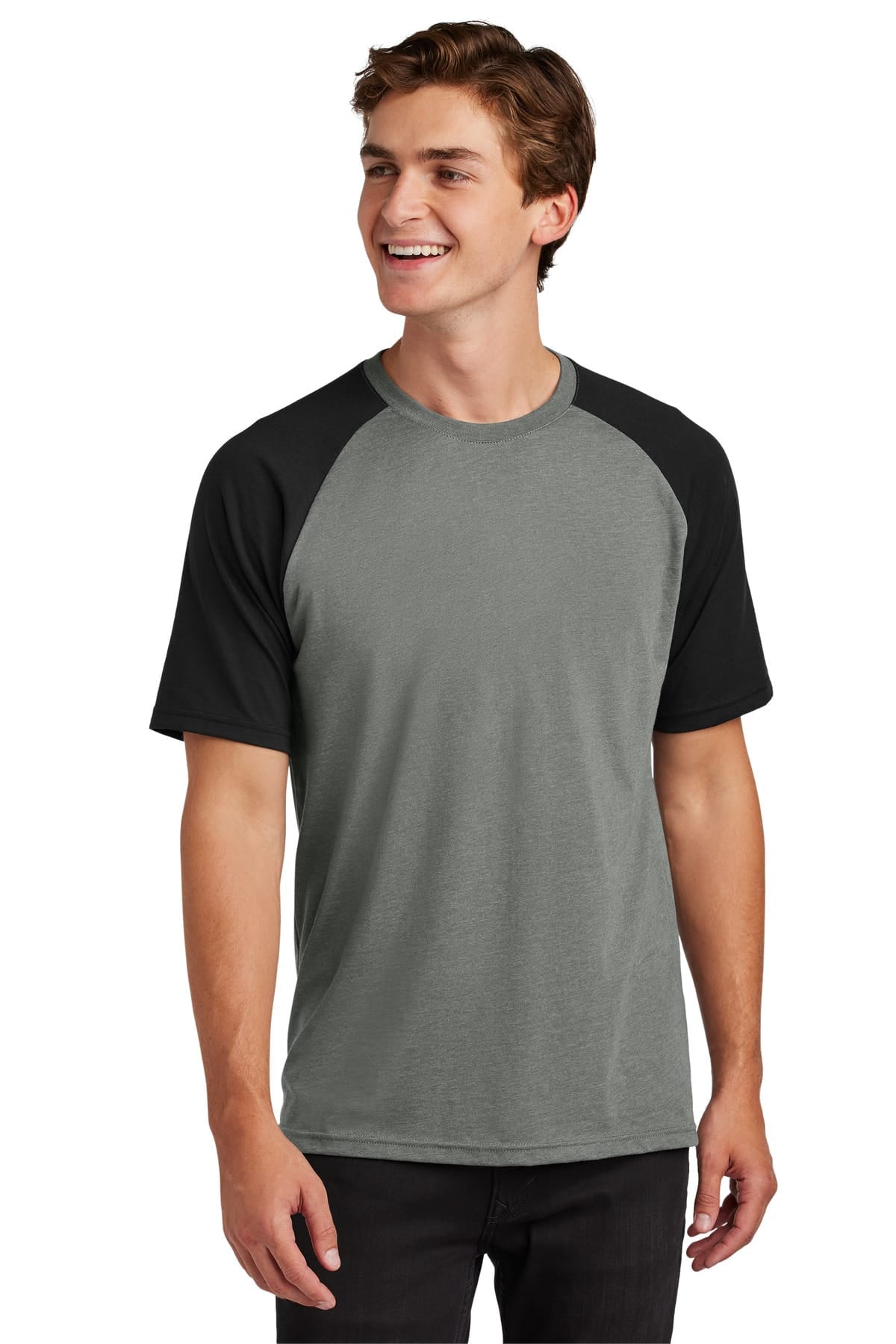 Sport-Tek ST6040 XS / Black/ Vintage Heather Sport-Tek ST6040 Halftime Raglan Tee