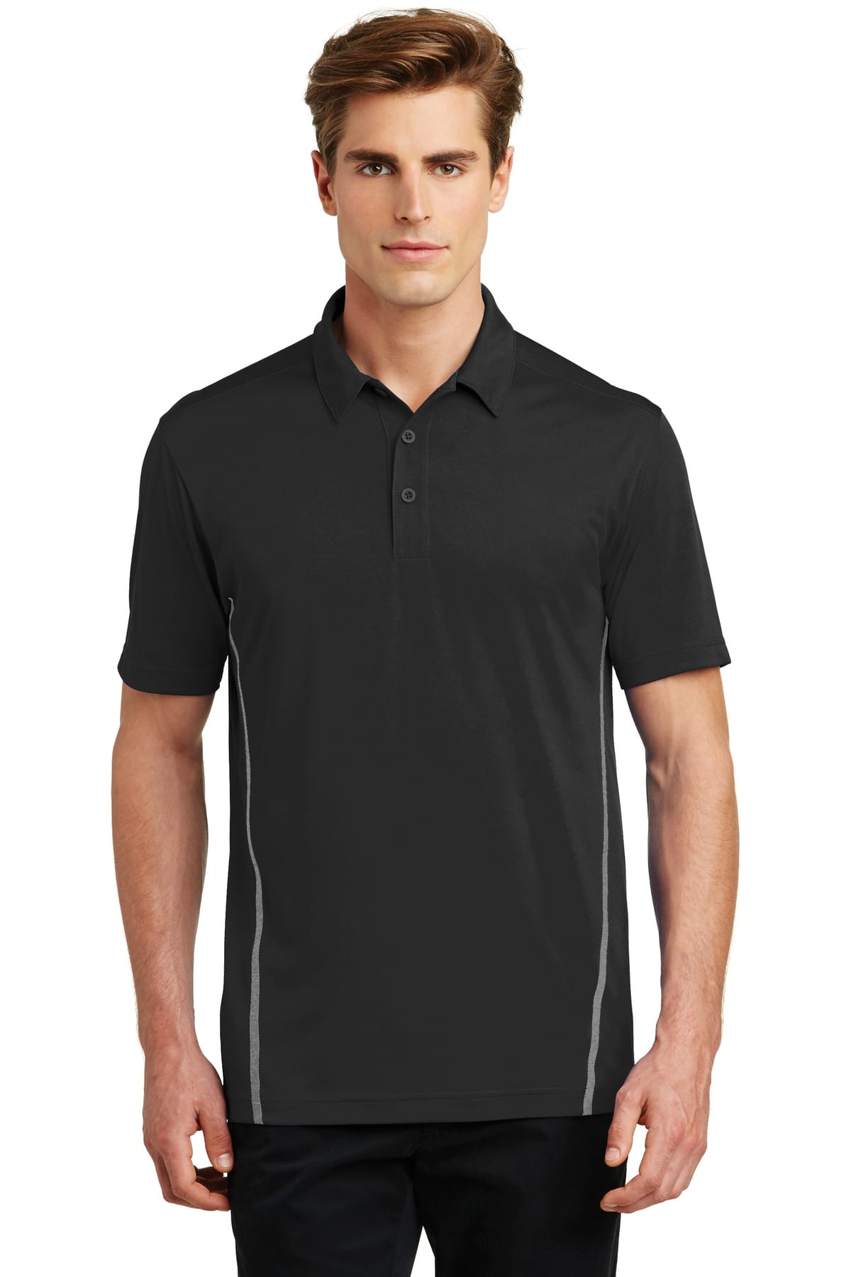 Sport-Tek ST620 XS / Black/ Heather Grey Sport-Tek ST620 Contrast PosiCharge Tough Polo