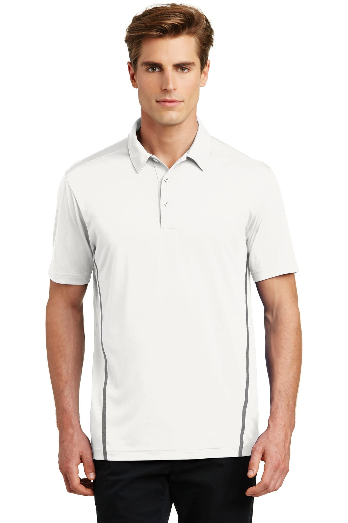 Sport-Tek ST620 XS / White/ Heather Grey Sport-Tek ST620 Contrast PosiCharge Tough Polo