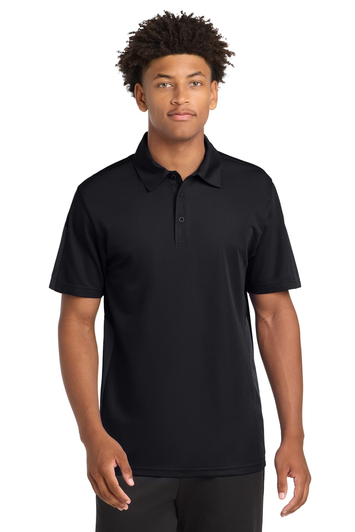Sport-Tek ST695 XS / Black/ Grey Sport-Tek ST695 PosiCharge Active Textured Colorblock Polo