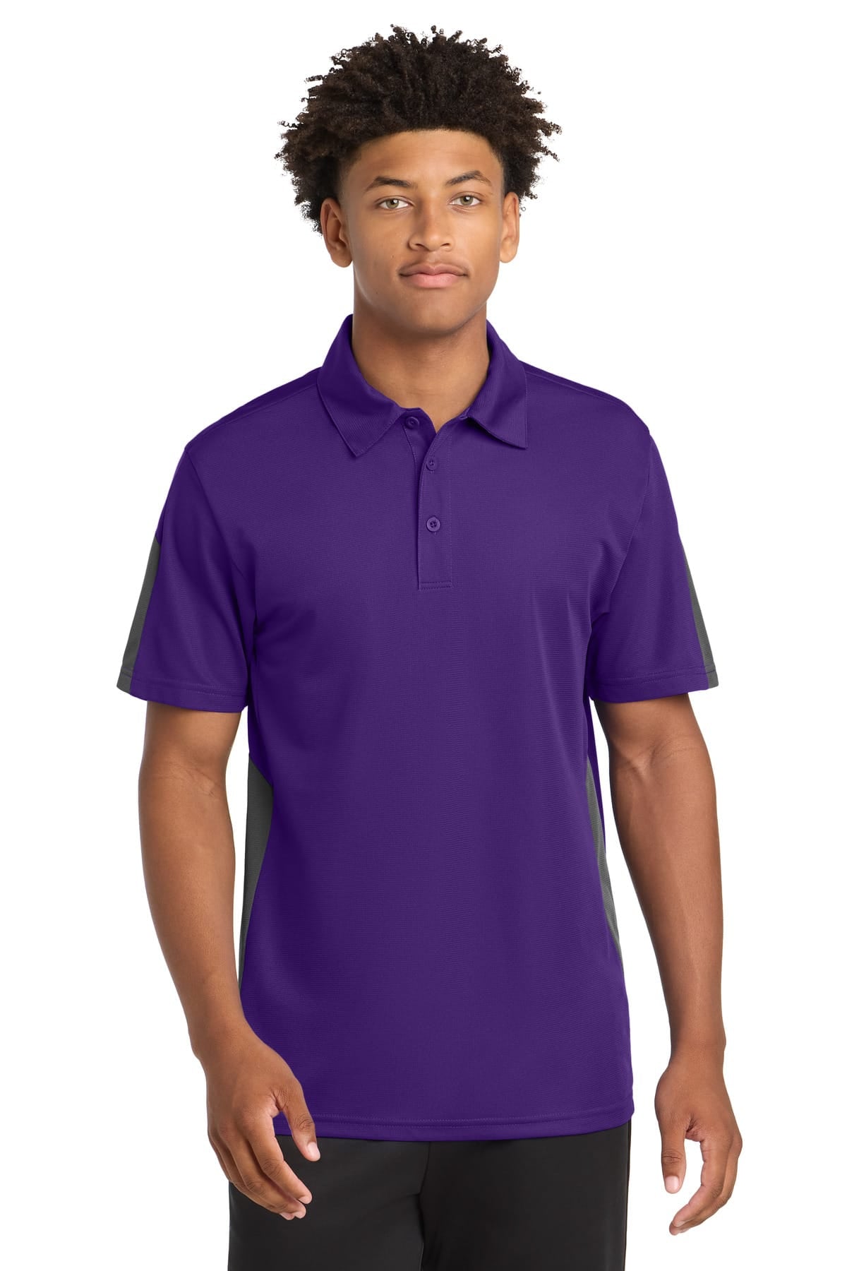 Sport-Tek ST695 XS / Purple/ Grey Sport-Tek ST695 PosiCharge Active Textured Colorblock Polo