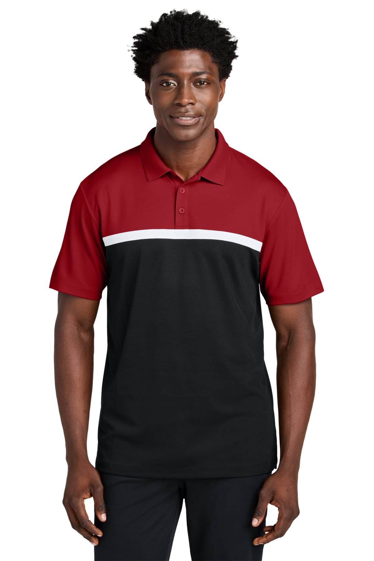 Sport-Tek ST741 XS / Deep Red/ Black/ White Sport-Tek ST741 UV Micropique Colorblock Polo