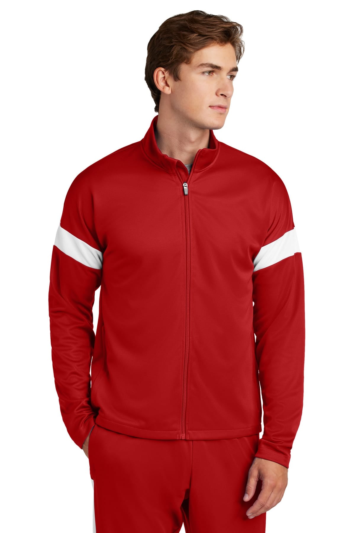 Sport-Tek ST800 XS / Deep Red/ White Sport-Tek ST800 Travel Full-Zip Jacket