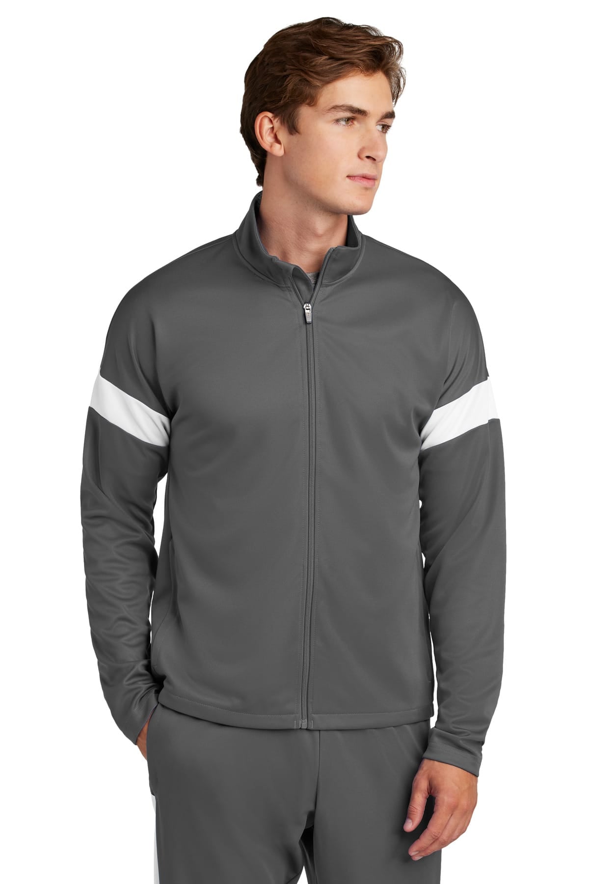 Sport-Tek ST800 XS / Iron Grey/ White Sport-Tek ST800 Travel Full-Zip Jacket