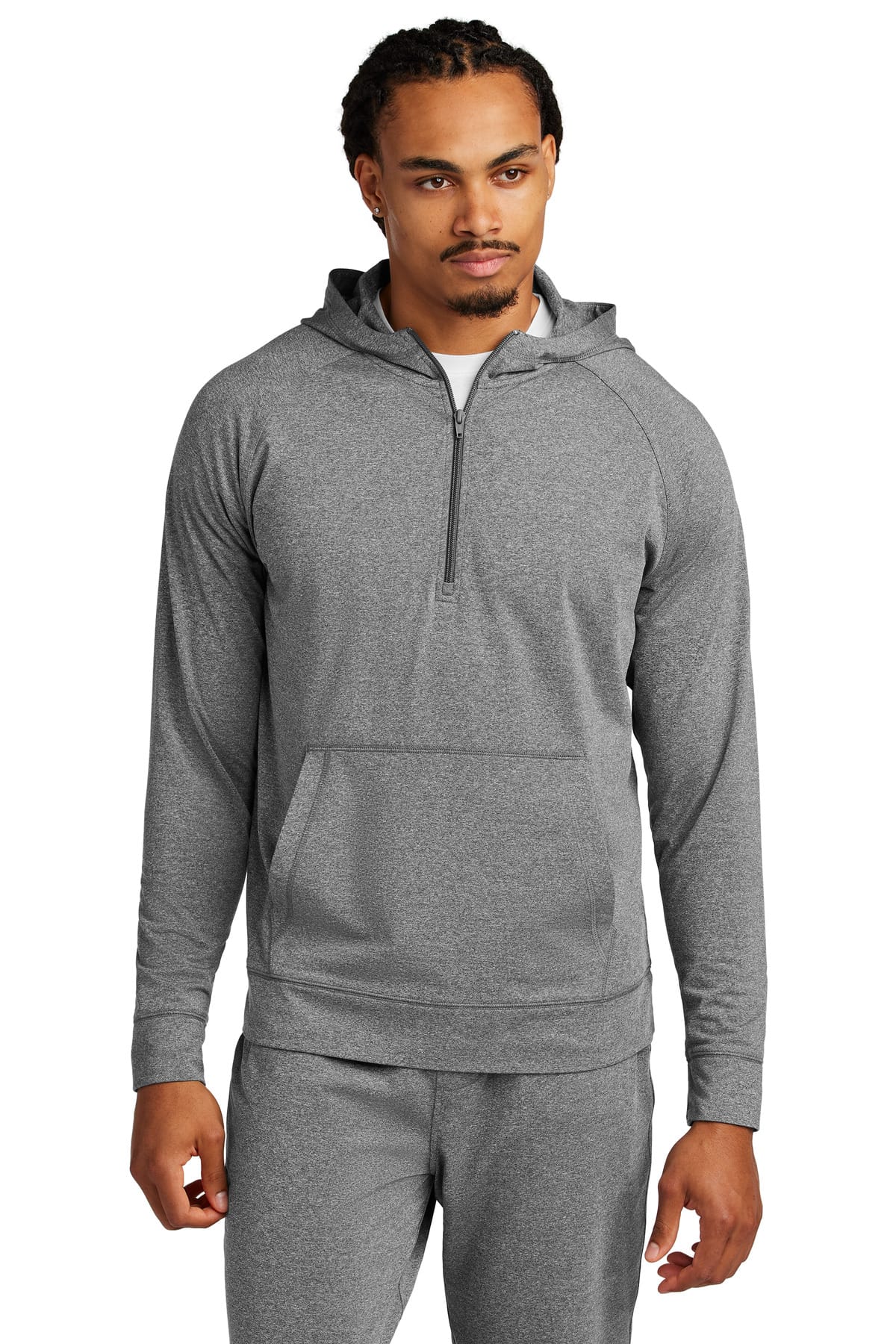 Sport-Tek ST856 XS / Charcoal Grey Heather Sport-Tek ST856 Sport-Wick Stretch 1/2-Zip Hoodie