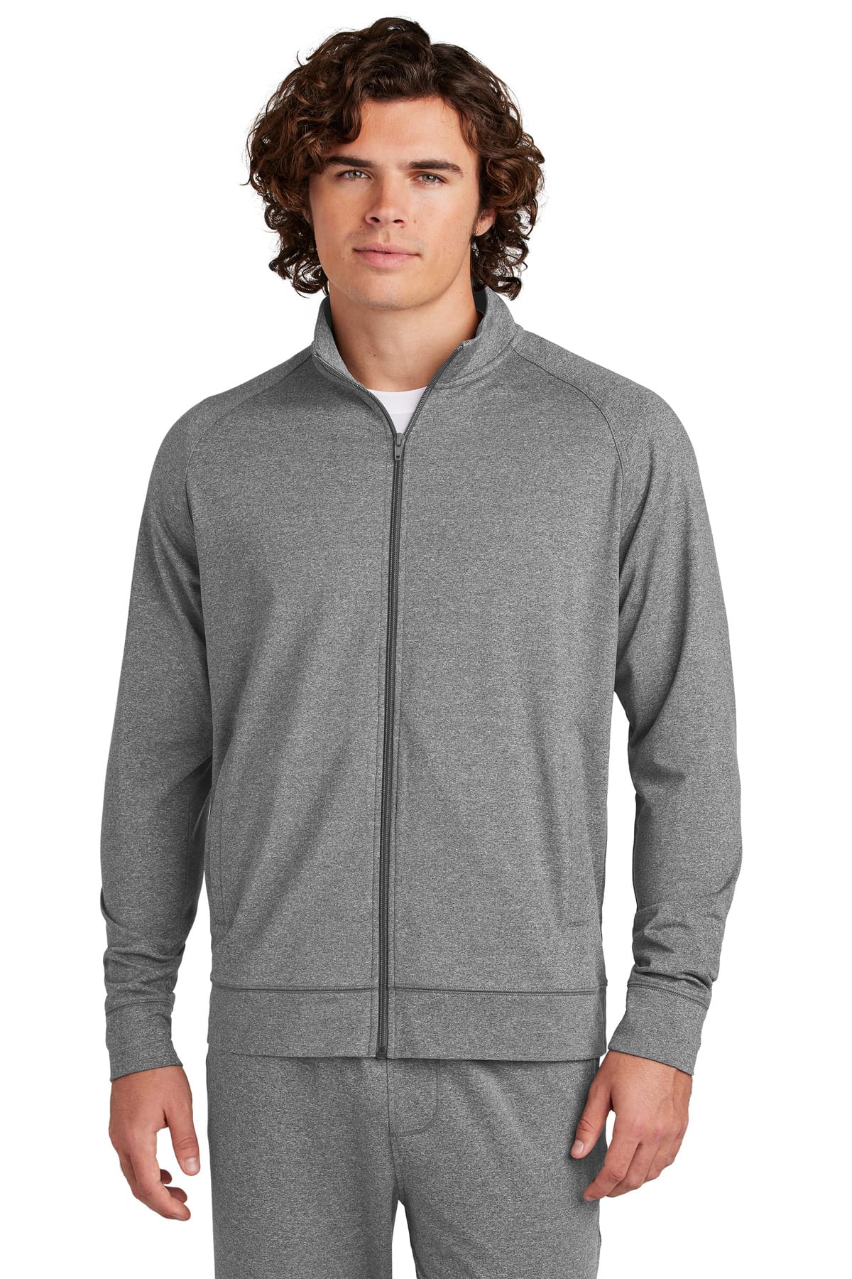 Sport-Tek ST857 XS / Charcoal Grey Heather Sport-Tek ST857 Sport-Wick Stretch Full-Zip Cadet Jacket