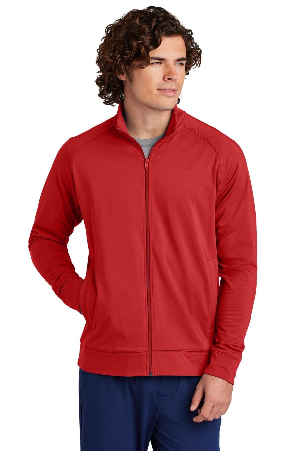 Sport-Tek ST857 XS / Deep Red Sport-Tek ST857 Sport-Wick Stretch Full-Zip Cadet Jacket